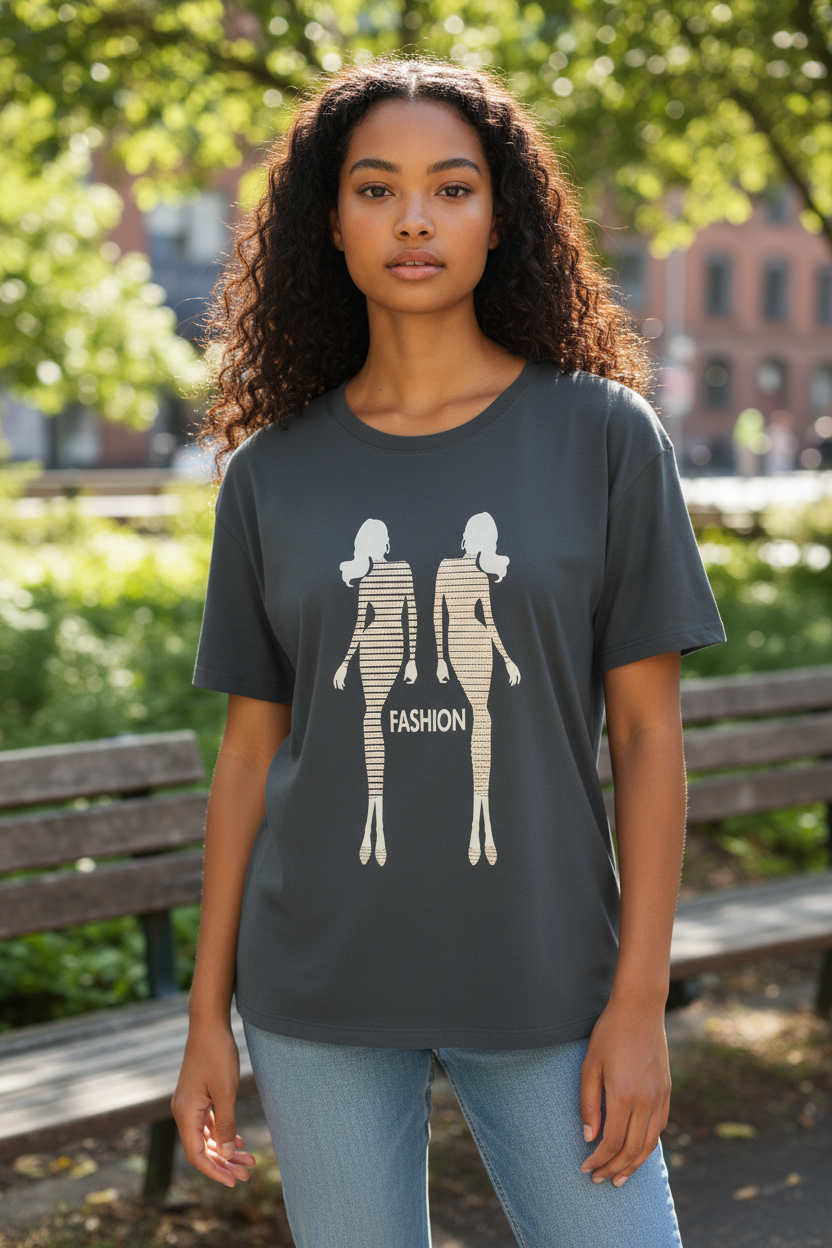 Girl Teen Fashion T-Shirt – Trendy Casual Short Sleeve Tee