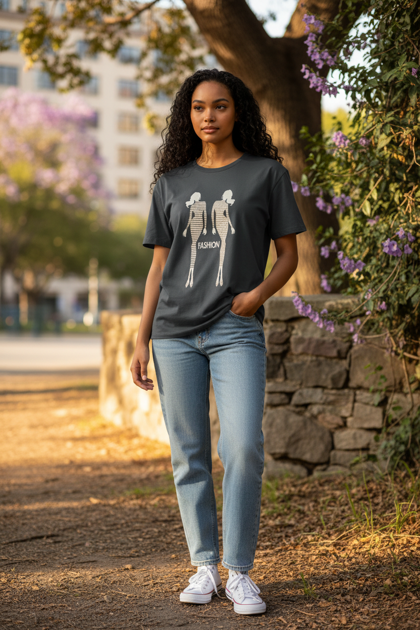 Girl Teen Fashion T-Shirt – Trendy Casual Short Sleeve Tee