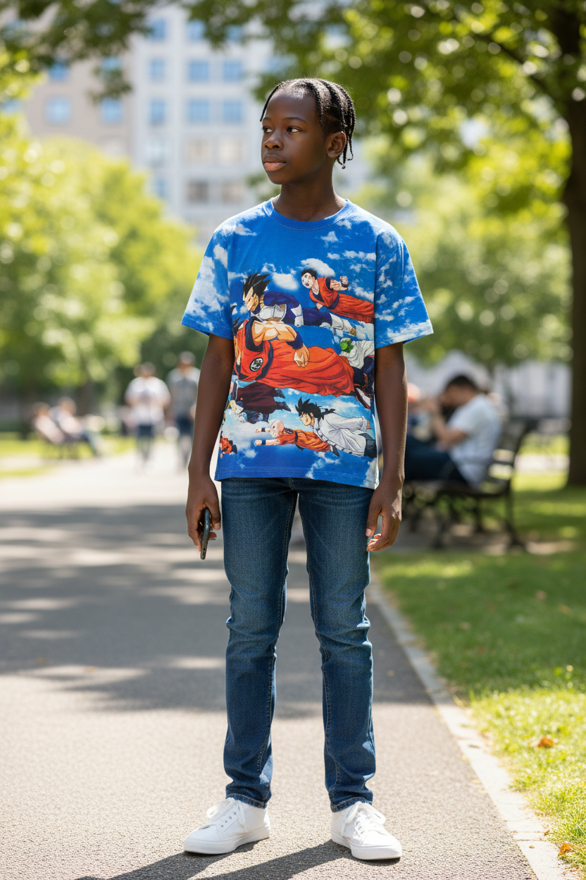 Anime-Inspired Saiyan Warrior Style T-Shirt for Boys, Teens & Adults – Graphic Tee