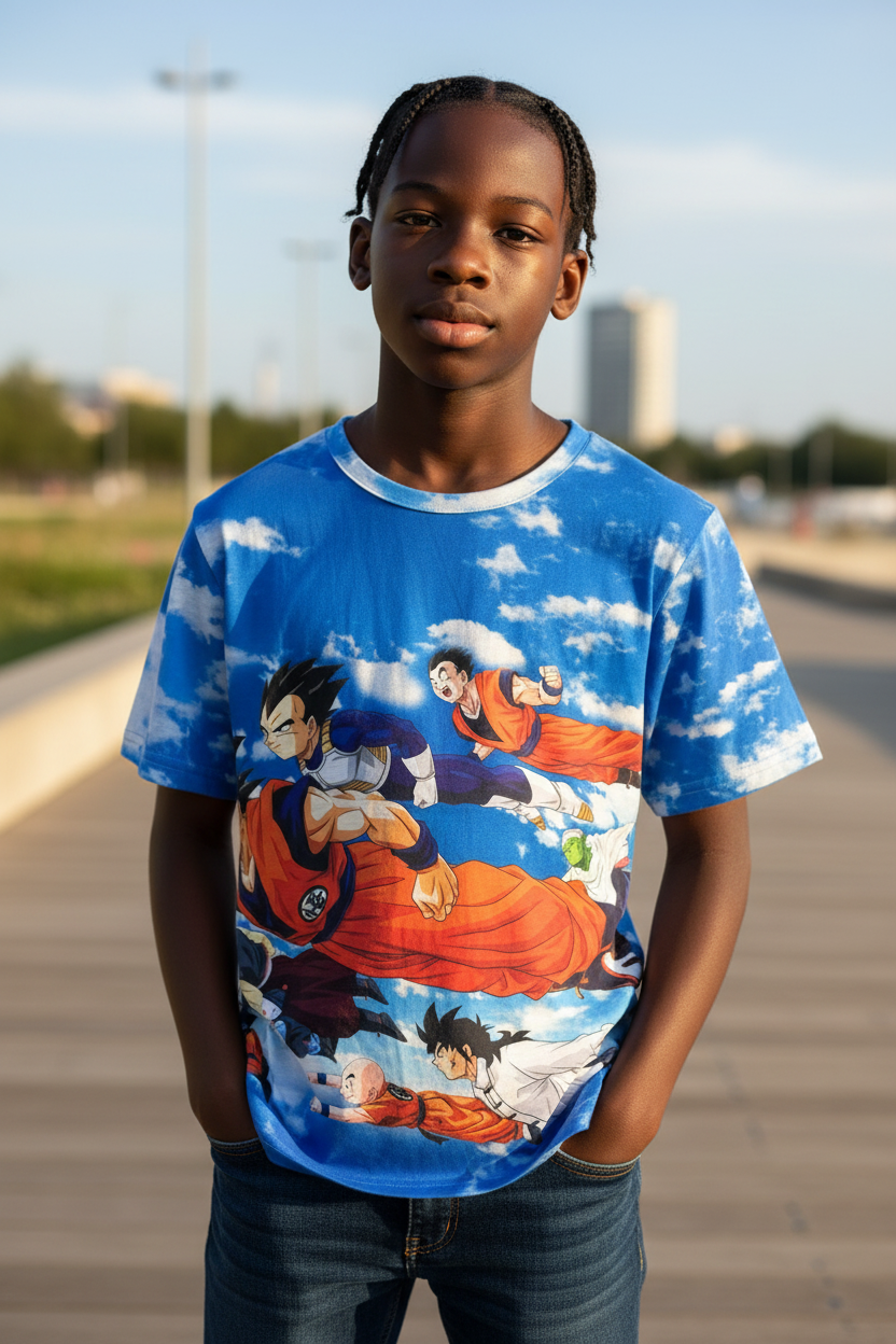 Anime-Inspired Saiyan Warrior Style T-Shirt for Boys, Teens & Adults – Graphic Tee