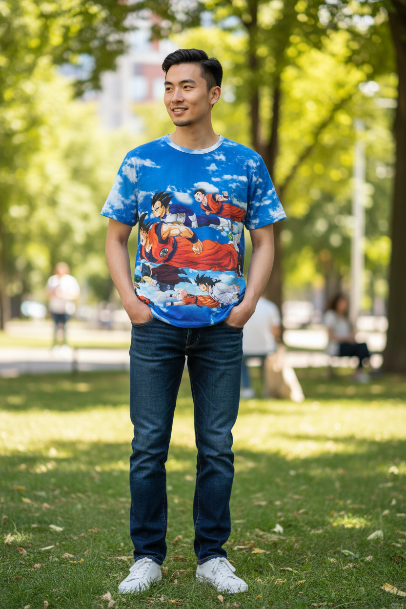 Anime-Inspired Saiyan Warrior Style T-Shirt for Boys, Teens & Adults – Graphic Tee