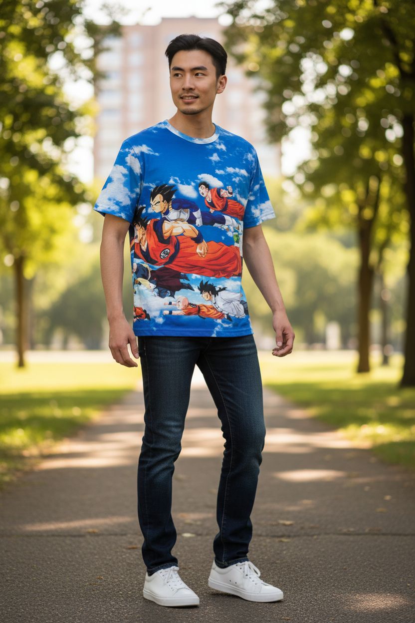 Anime-Inspired Saiyan Warrior Style T-Shirt for Boys, Teens & Adults – Graphic Tee