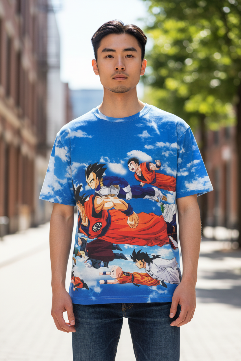 Anime-Inspired Saiyan Warrior Style T-Shirt for Boys, Teens & Adults – Graphic Tee