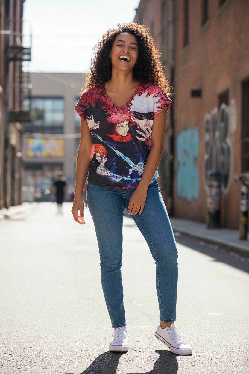 Dark Sorcerer Anime Style Teen Girl T-Shirt – Graphic Tee