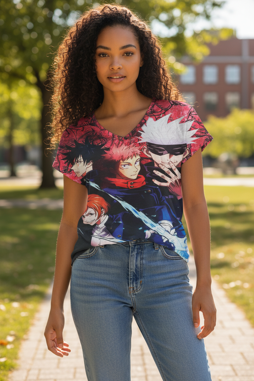 Dark Sorcerer Anime Style Teen Girl T-Shirt – Graphic Tee