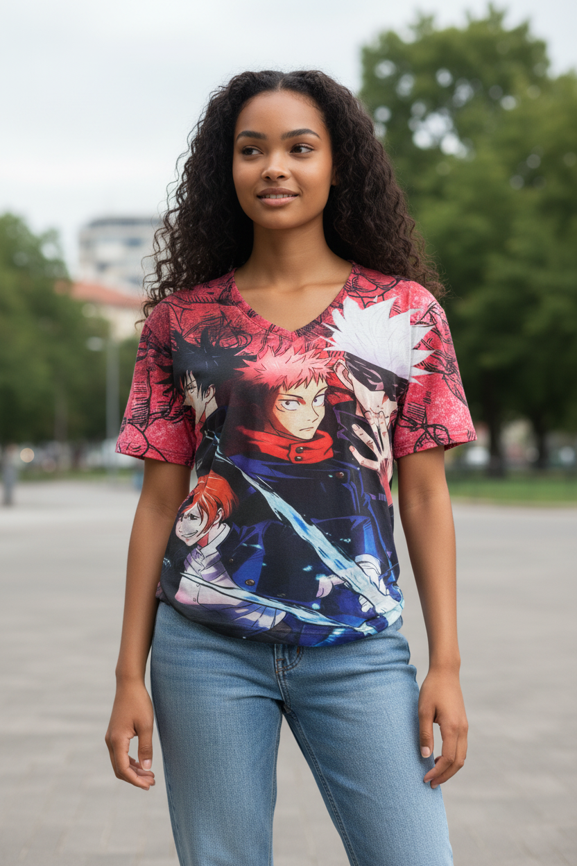 Dark Sorcerer Anime Style Teen Girl T-Shirt – Graphic Tee