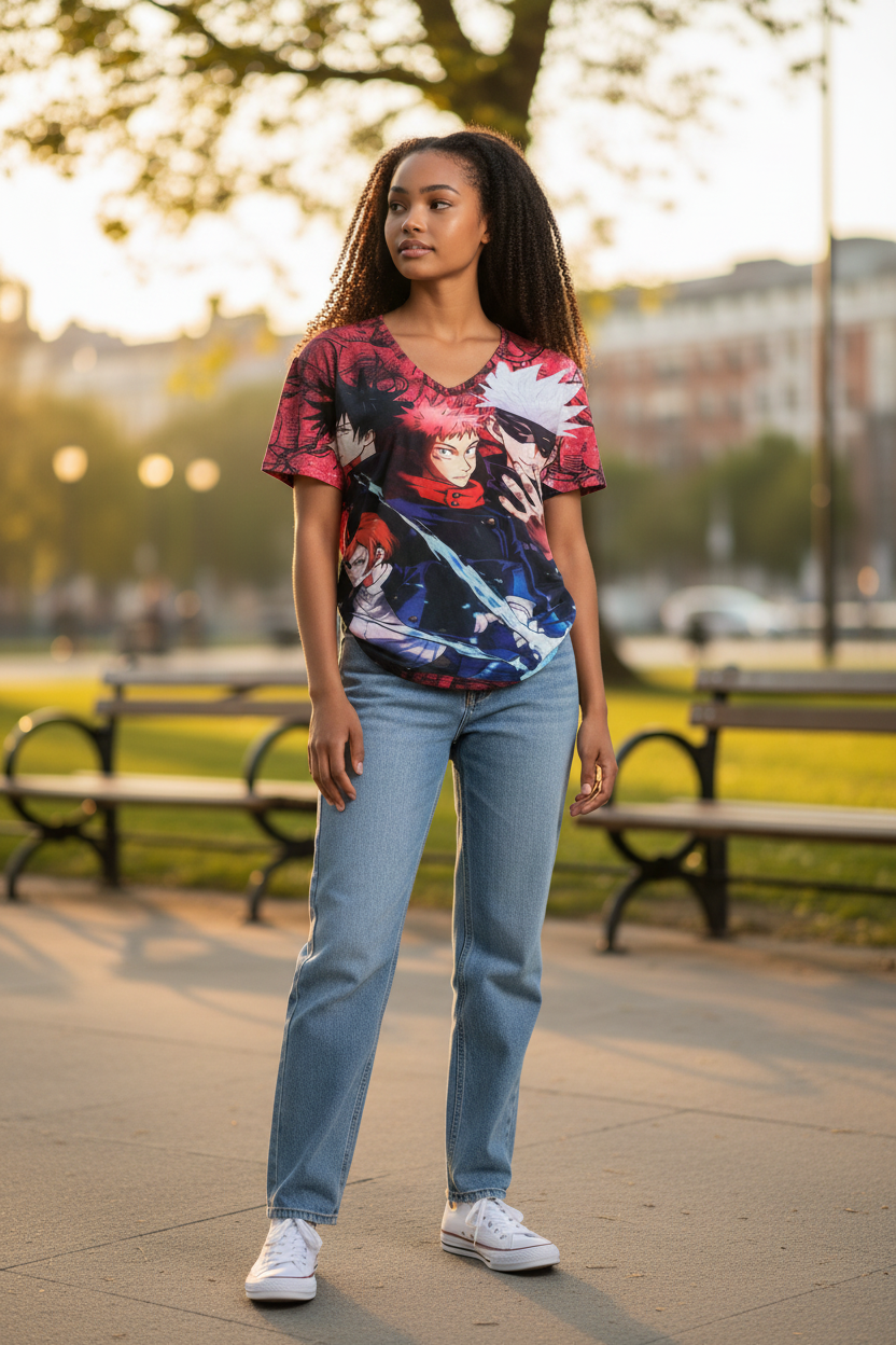 Dark Sorcerer Anime Style Teen Girl T-Shirt – Graphic Tee