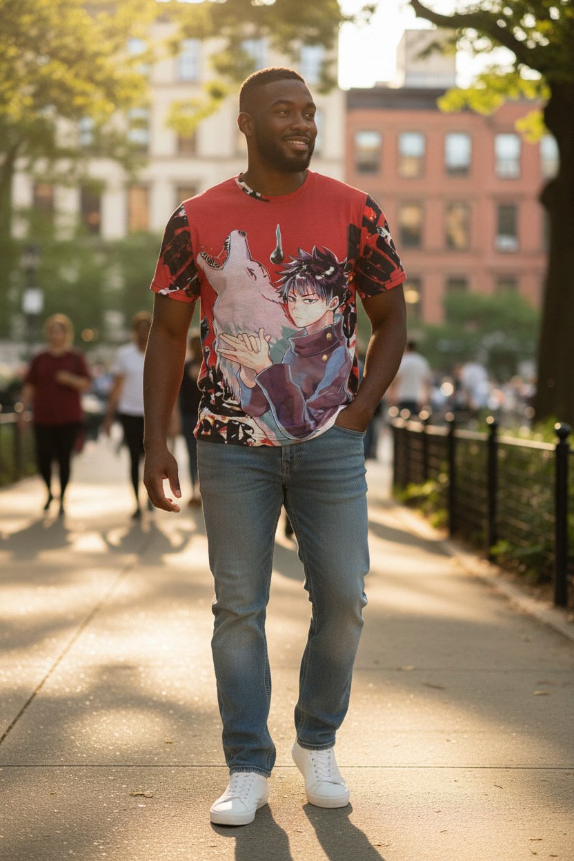 Dark Sorcerer Anime Style T-Shirt – Unisex Graphic Tee for Teens & Adults