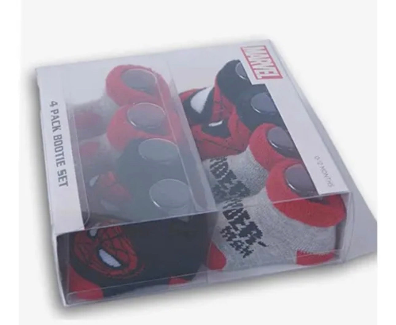 Marvel Spider-Man Baby Bootie Set – 4 Pack Soft Infant Booties, 0–12 Months