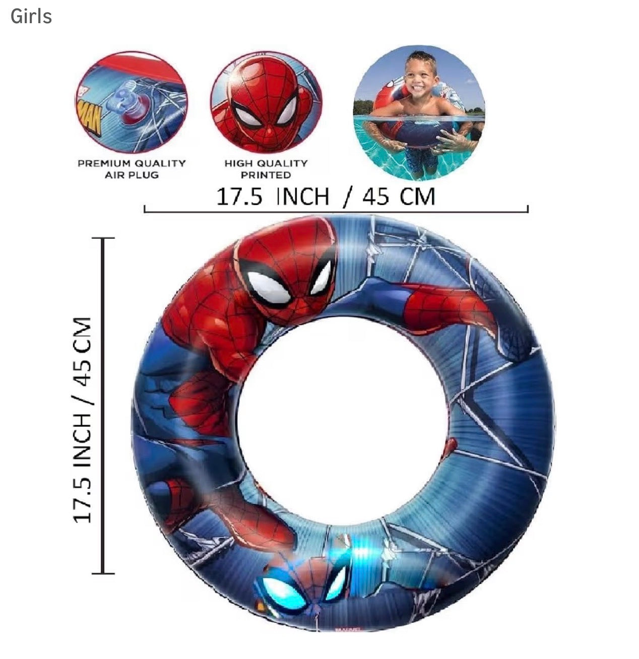 Marvel Spider-Man Swim Ring – Inflatable Inner Tube for Kids Ages 3–6, Licensed