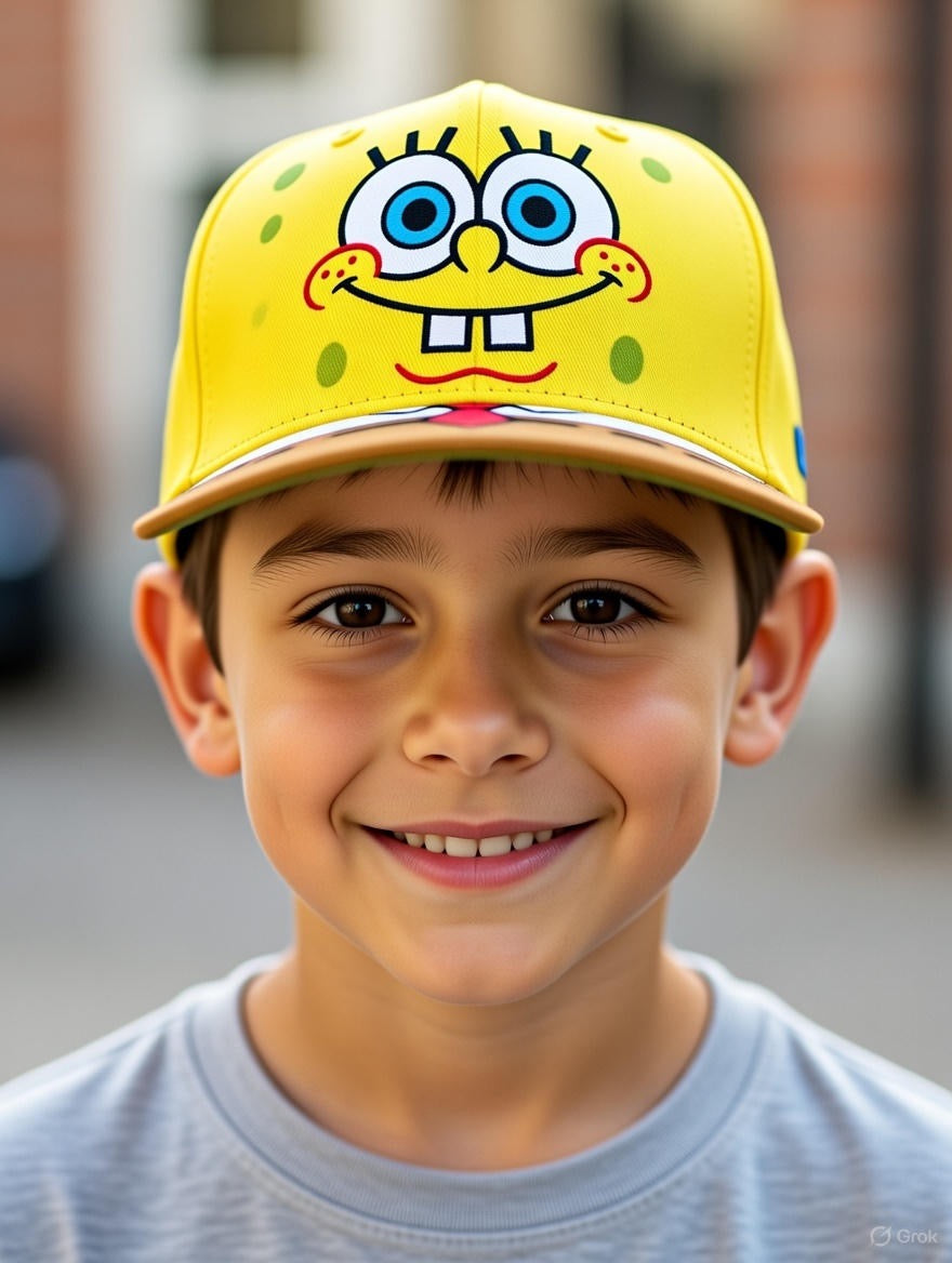 SpongeBob SquarePants Kids Baseball Cap – Officially Licensed Cartoon Hat for Boys, Adjustable Fit, Yellow Character Design