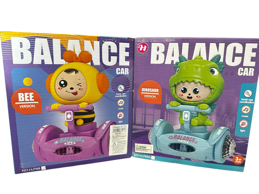 Kids Balance Car Dinosaur Version with Lights and Music, Cute Ride-On Balance Toy, Interactive Push Car for Toddlers Ages 3+