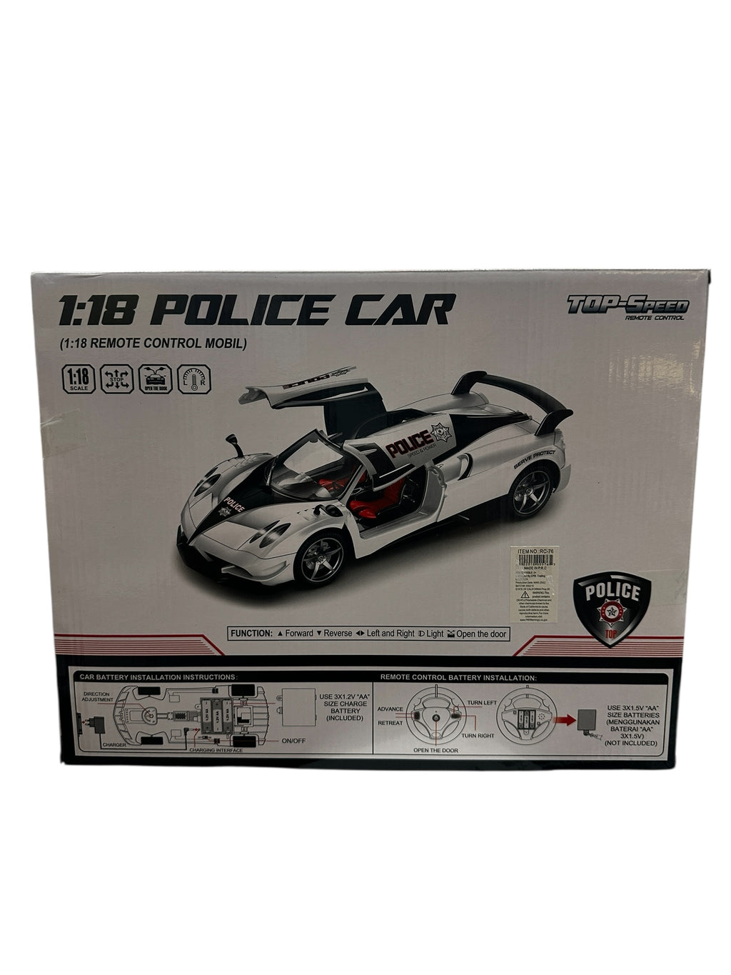 Police-Graffiti Speed RC Car – 1:18 Scale High-Speed Action!