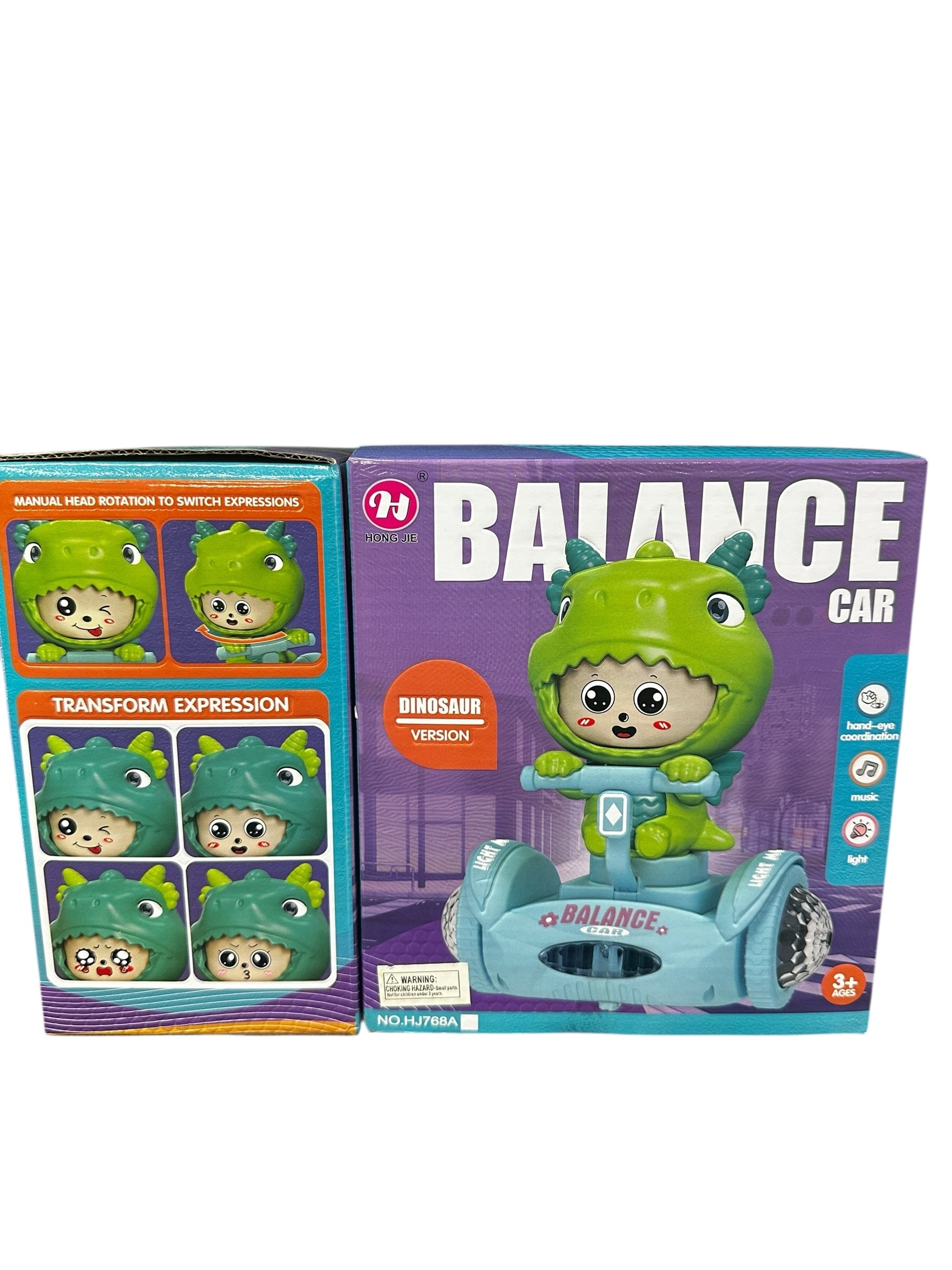 Kids Balance Car Dinosaur Version with Lights and Music, Cute Ride-On Balance Toy, Interactive Push Car for Toddlers Ages 3+