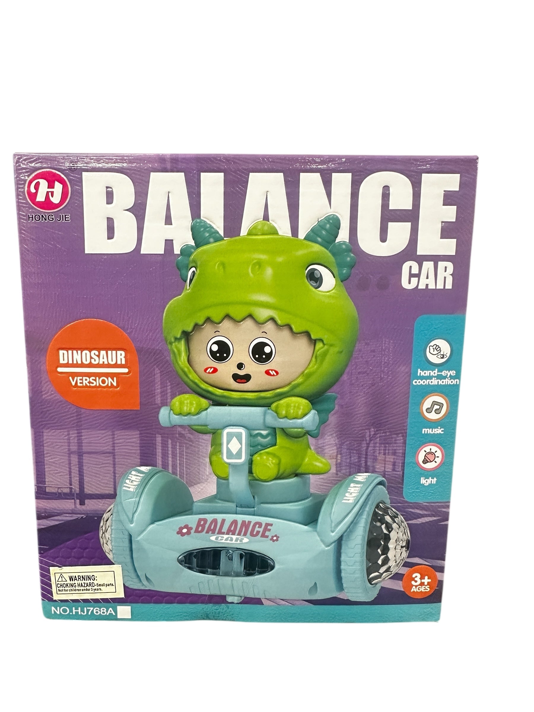 Kids Balance Car Dinosaur Version with Lights and Music, Cute Ride-On Balance Toy, Interactive Push Car for Toddlers Ages 3+