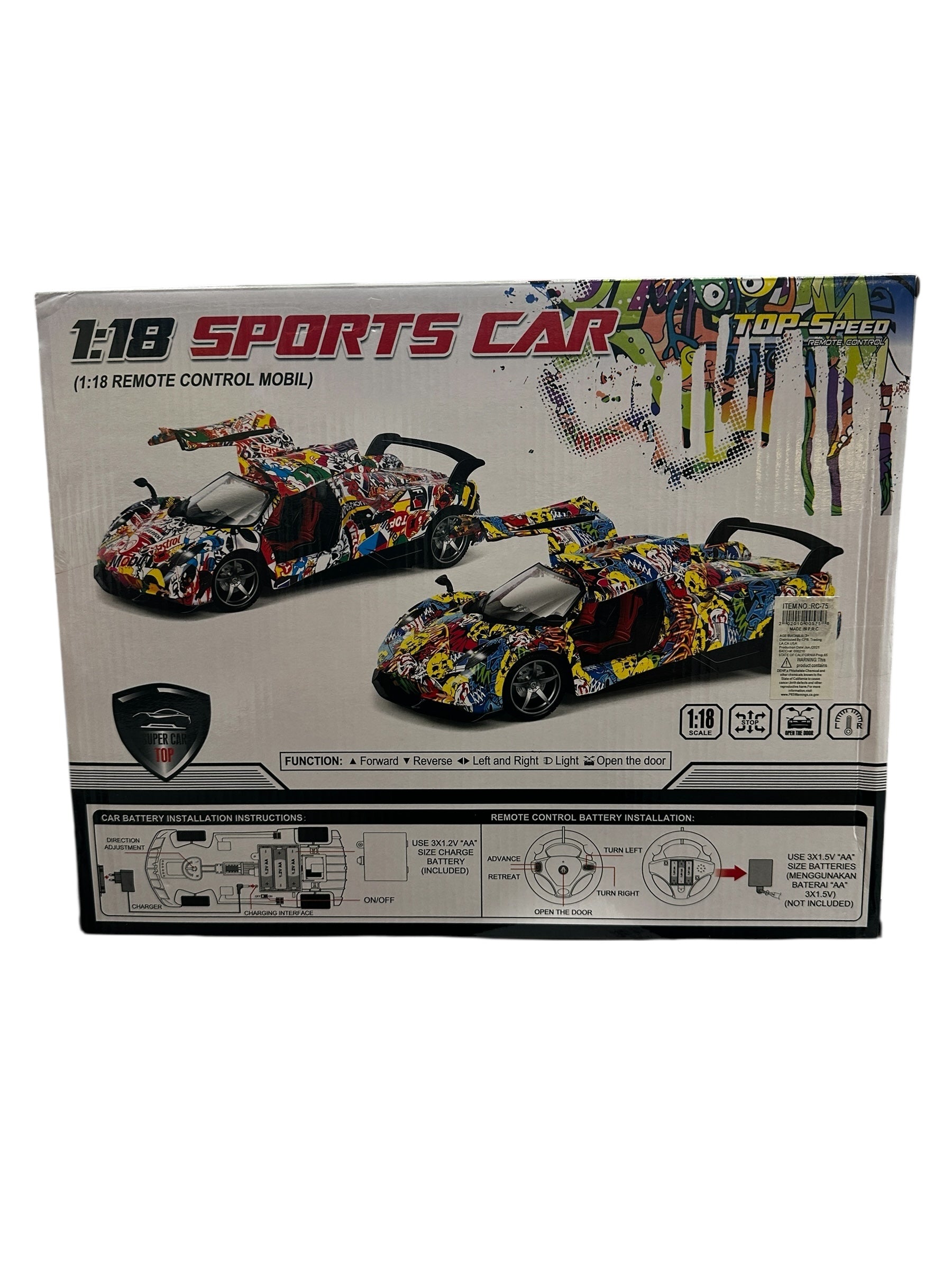 Police-Graffiti Speed RC Car – 1:18 Scale High-Speed Action!