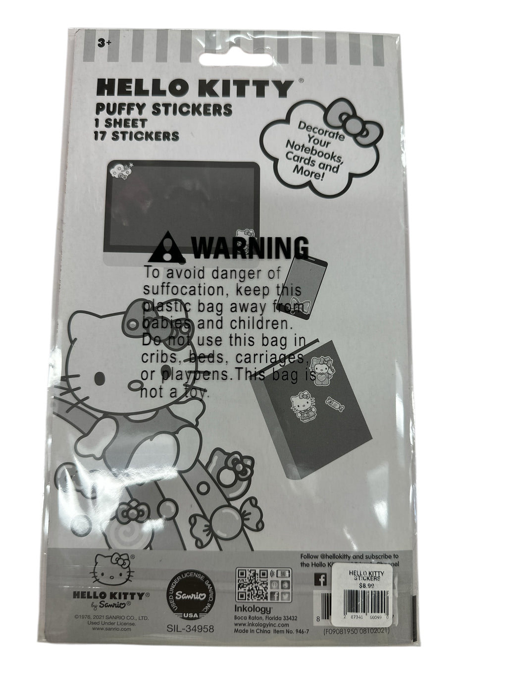 HELLO KITTY PUFFY  STICKER 17 PCS 1 SHEET
