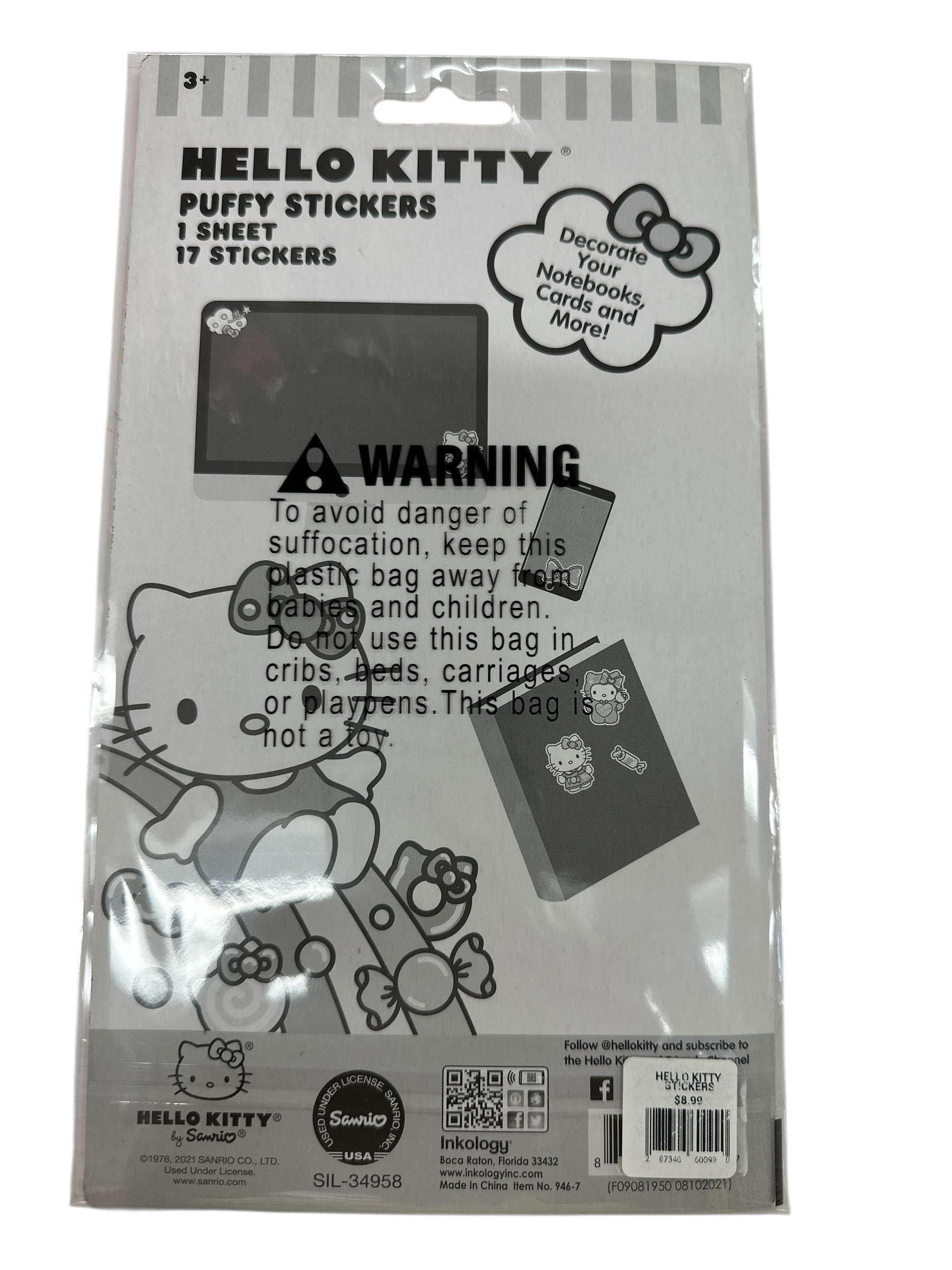 HELLO KITTY PUFFY  STICKER 17 PCS 1 SHEET