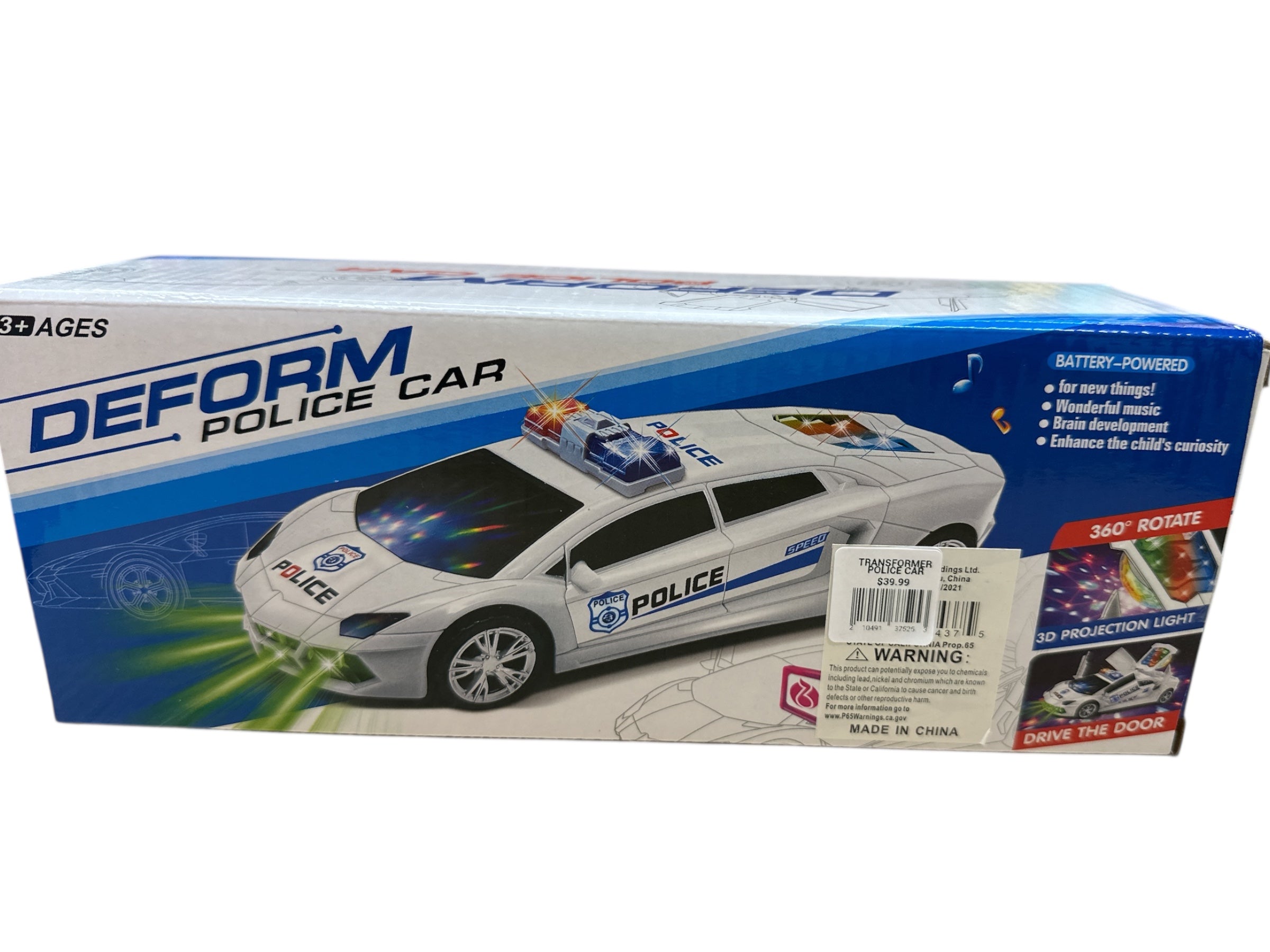 B/O Transformer Police Car with Lights &amp; Sounds - 10"