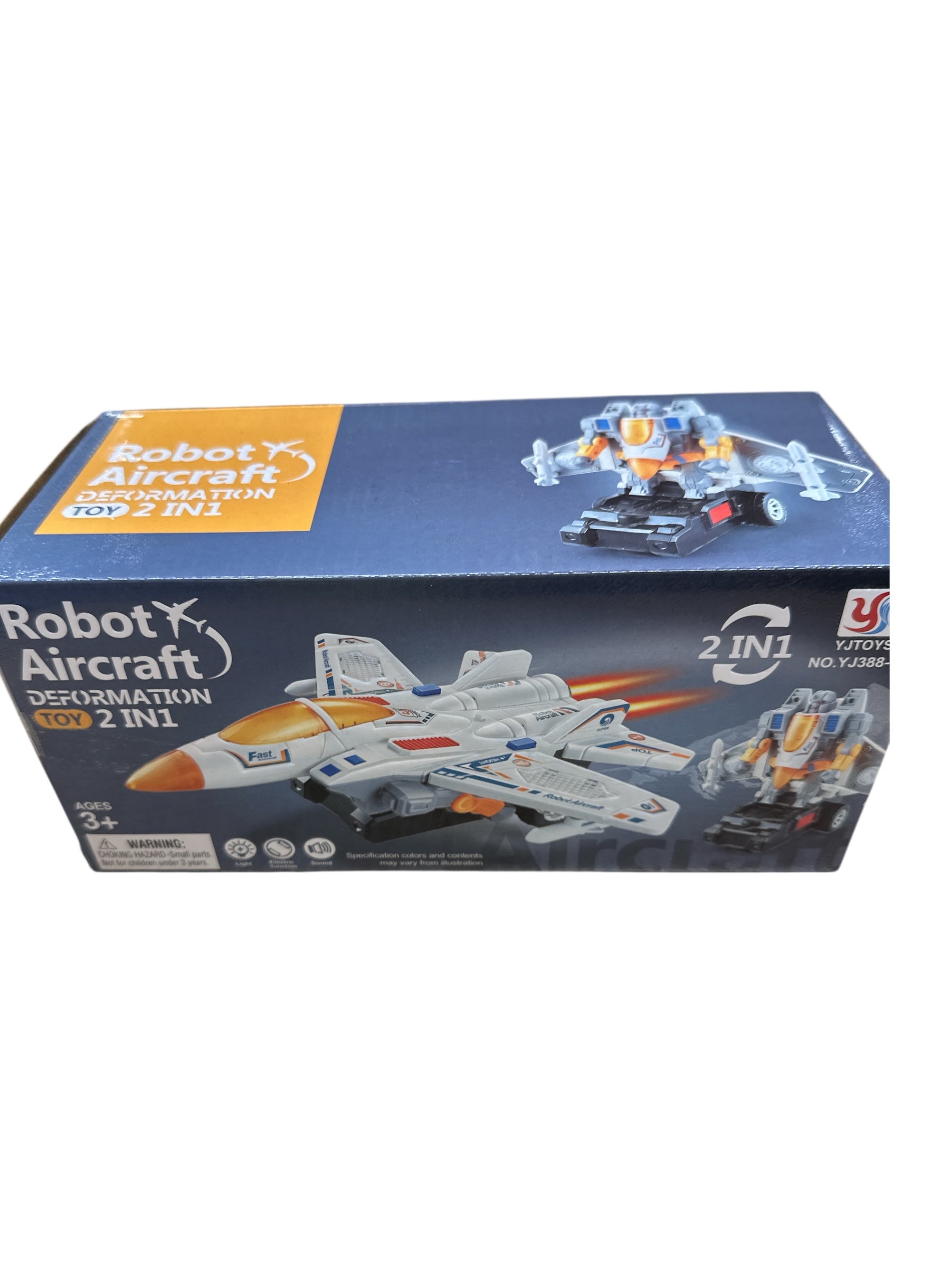 B/O Transformer Airplane Toy with Lights and Sound, 10-Inch Transforming Plane to Robot, Battery Operated Action Toy for Kids