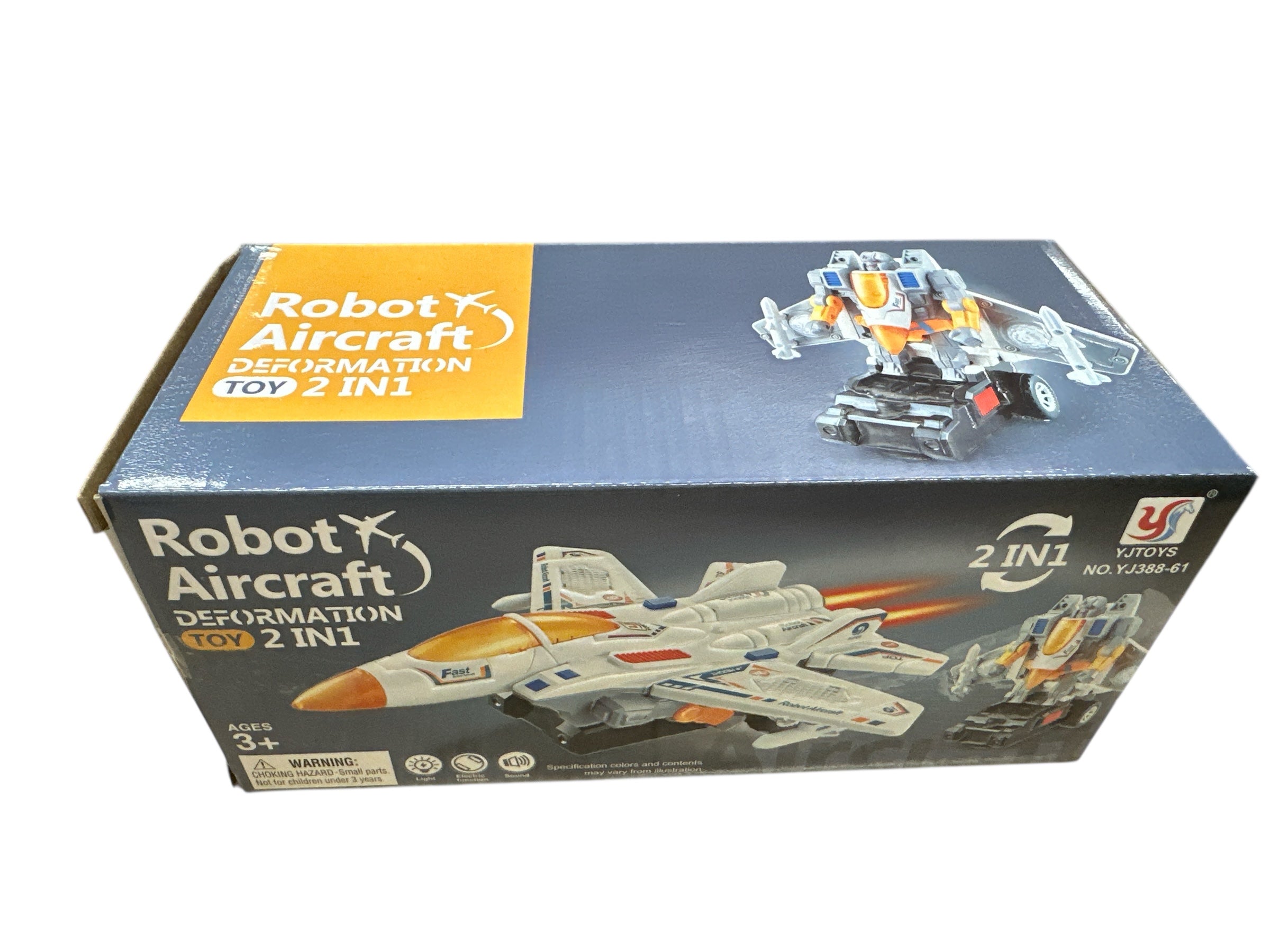 B/O Transformer Airplane Toy with Lights and Sound, 10-Inch Transforming Plane to Robot, Battery Operated Action Toy for Kids