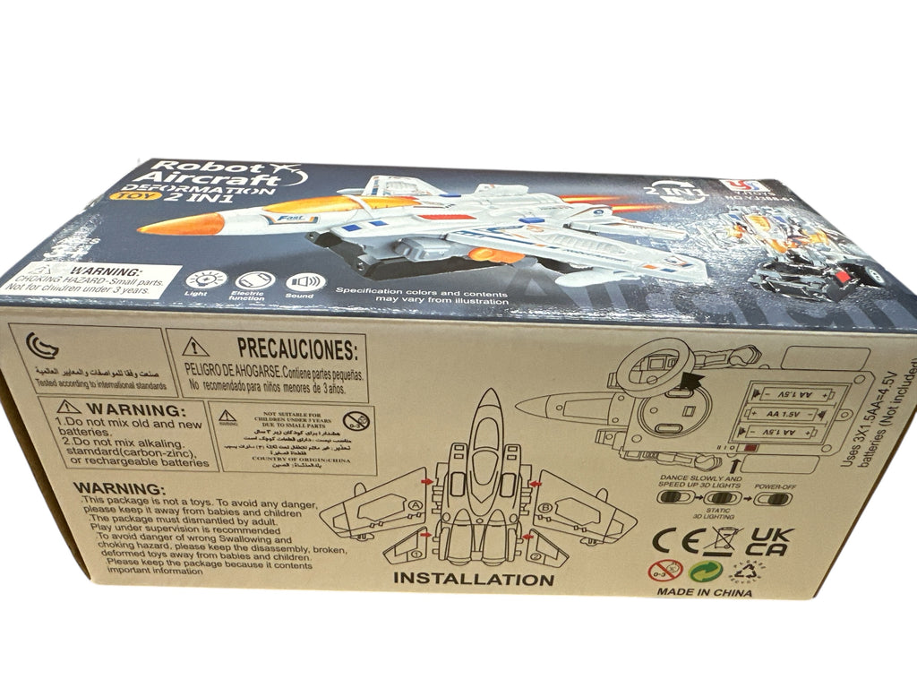 B/O Transformer Airplane Toy with Lights and Sound, 10-Inch Transforming Plane to Robot, Battery Operated Action Toy for Kids