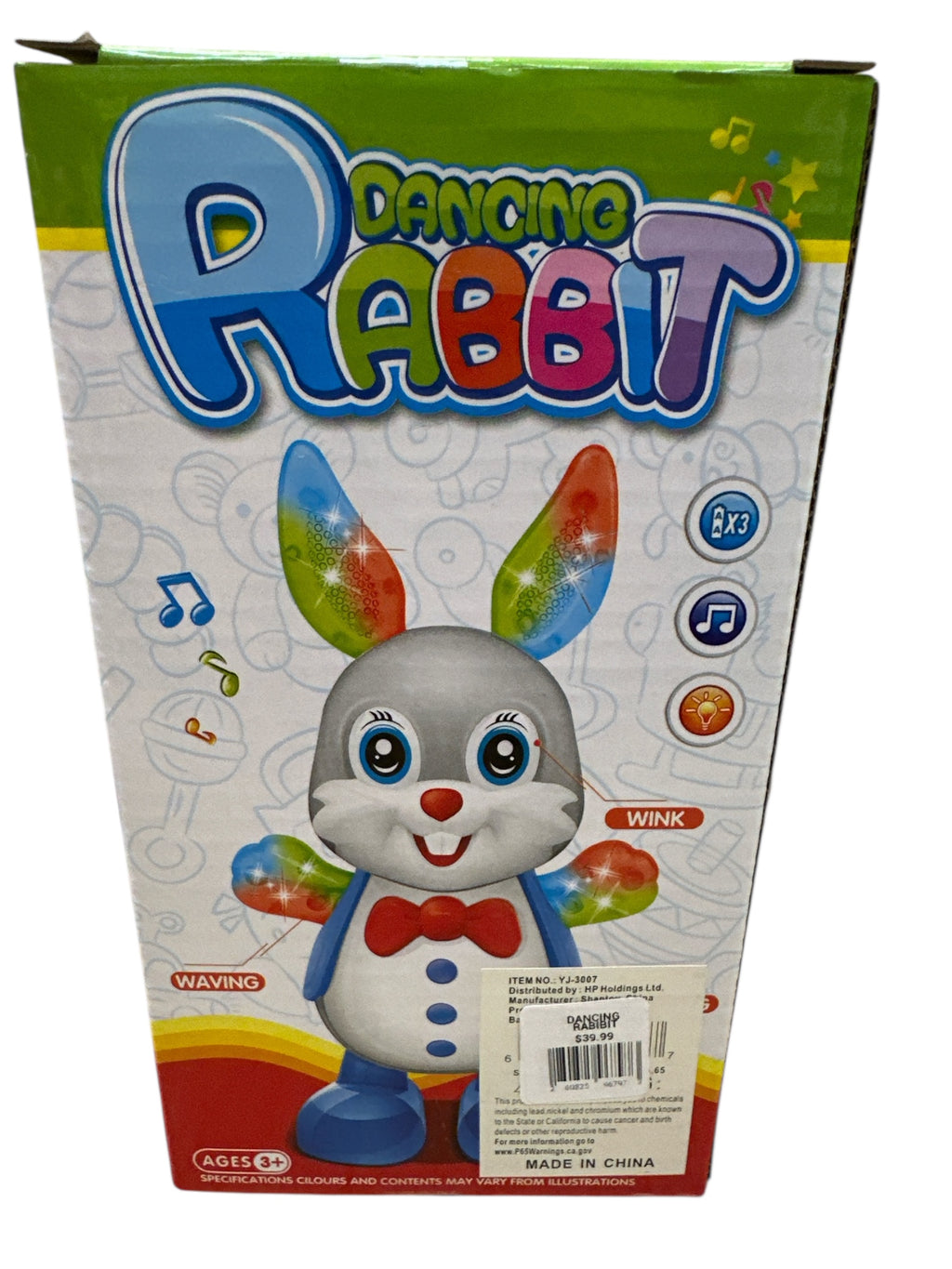 B/O Dancing Rabbit Toy with Lights & Sounds – Interactive Musical Dancing Bunny for Kids, Battery Operated Educational Toy