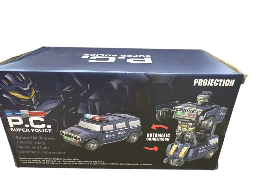 B/O TRANSFORMERS POLICE CAR WITH LIGHT AND SOUND 8"