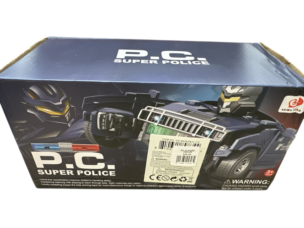B/O TRANSFORMERS POLICE CAR WITH LIGHT AND SOUND 8"