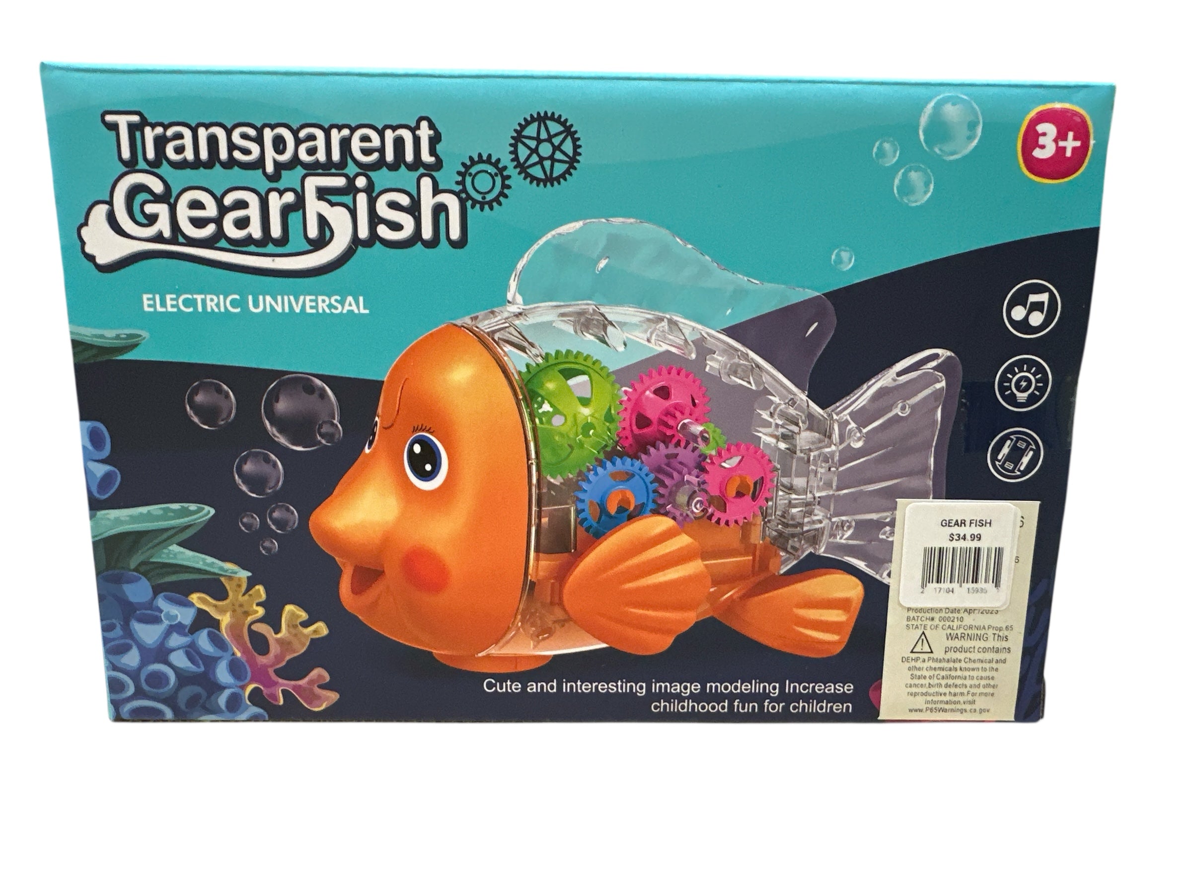 B/O Dancing Gear Fish Toy with Lights & Music – Educational Gear Toy for Kids Ages 3+, Motor Skills Learning Toy