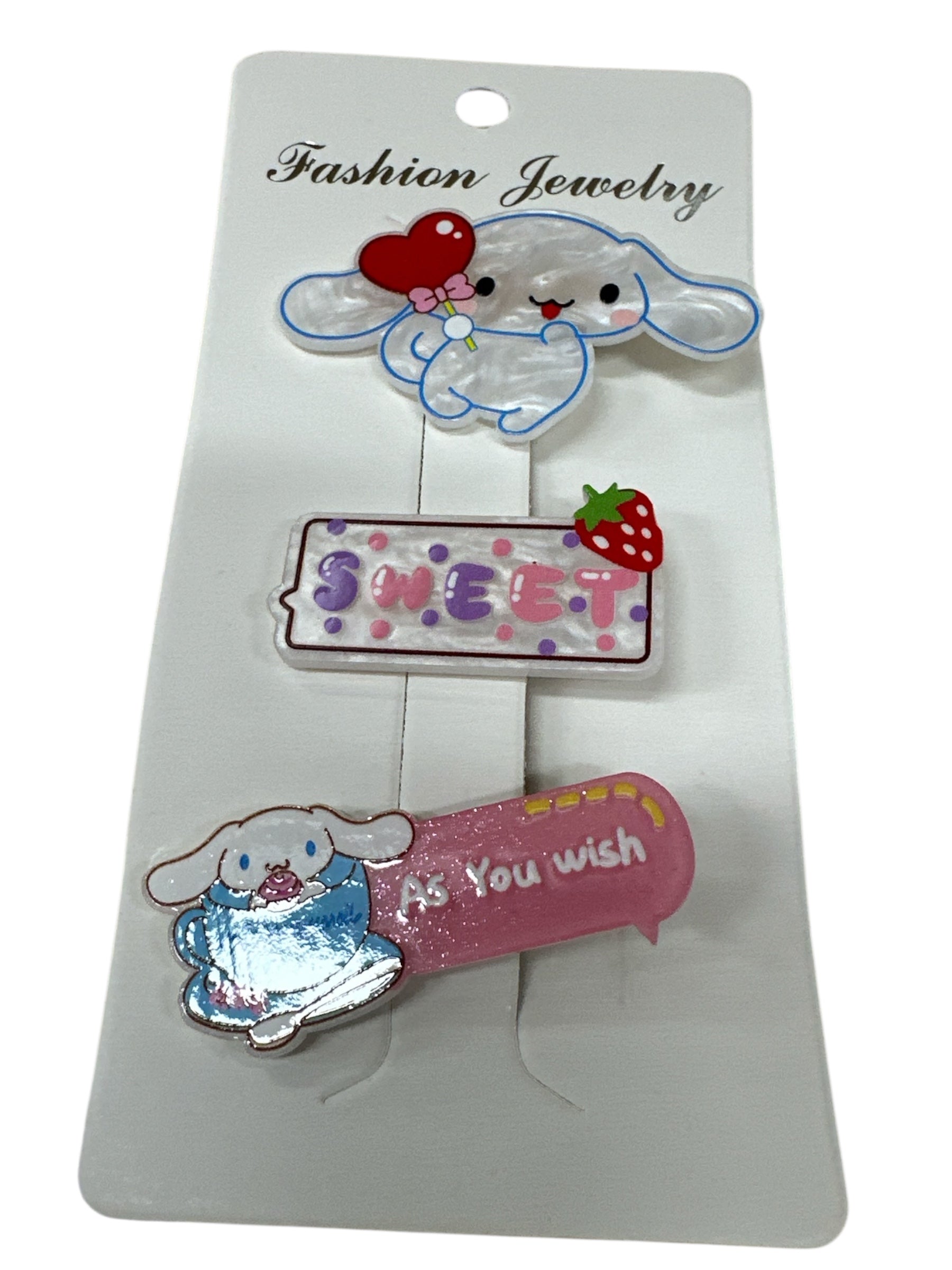 HELLO KITTY HAIR CLIPS 3 PCS EACH PACK