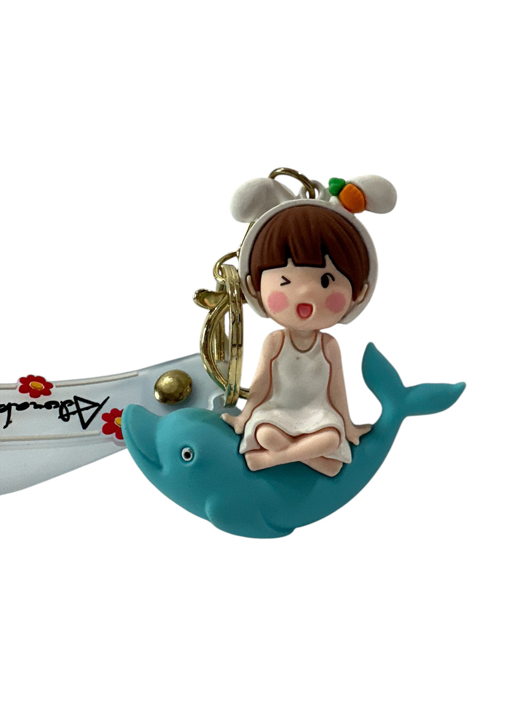 Cute Girl Dolphin 3D Silicone Keychain - Dive into Adorable Charm!