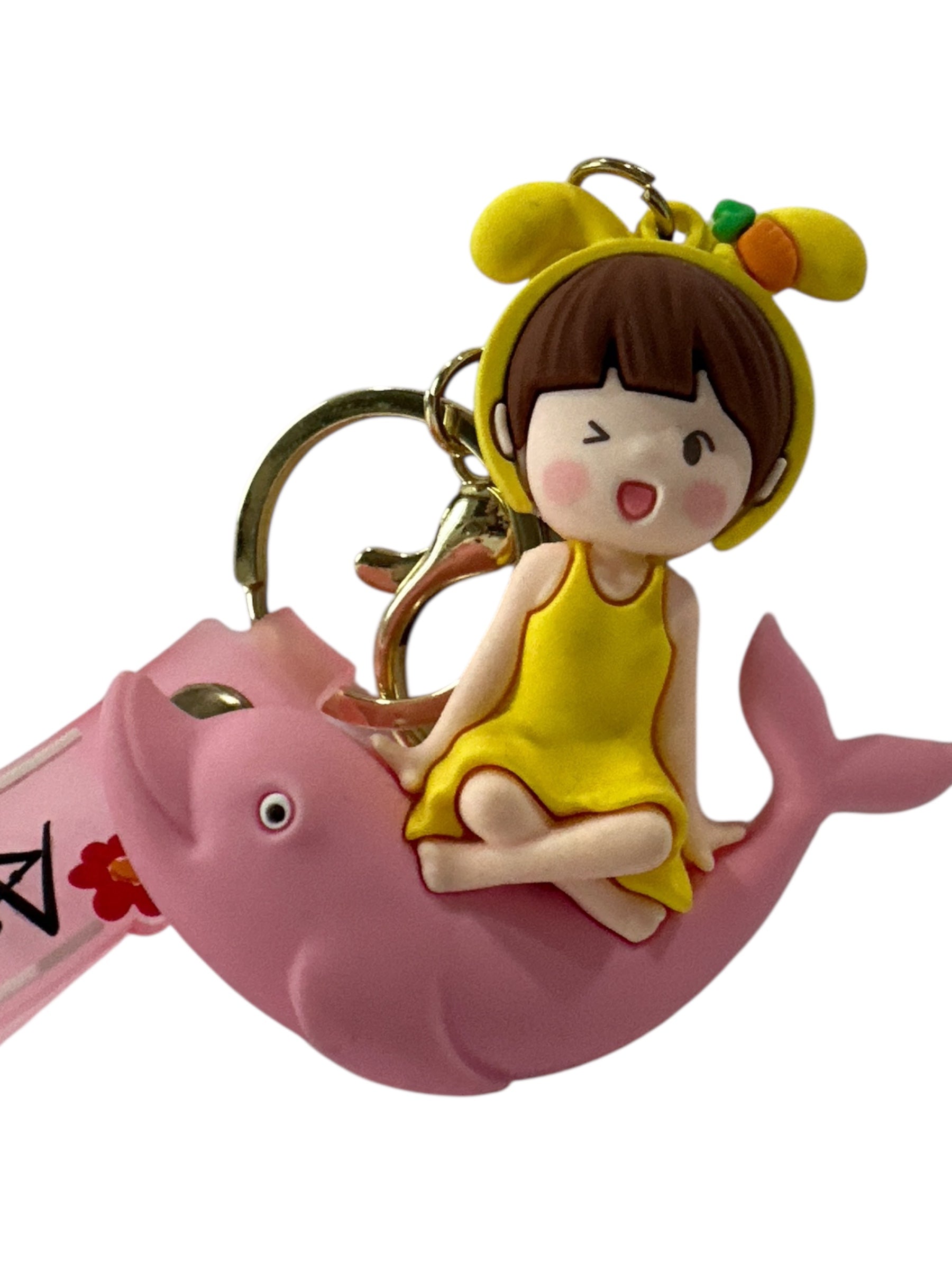 Cute Girl Dolphin 3D Silicone Keychain - Dive into Adorable Charm!