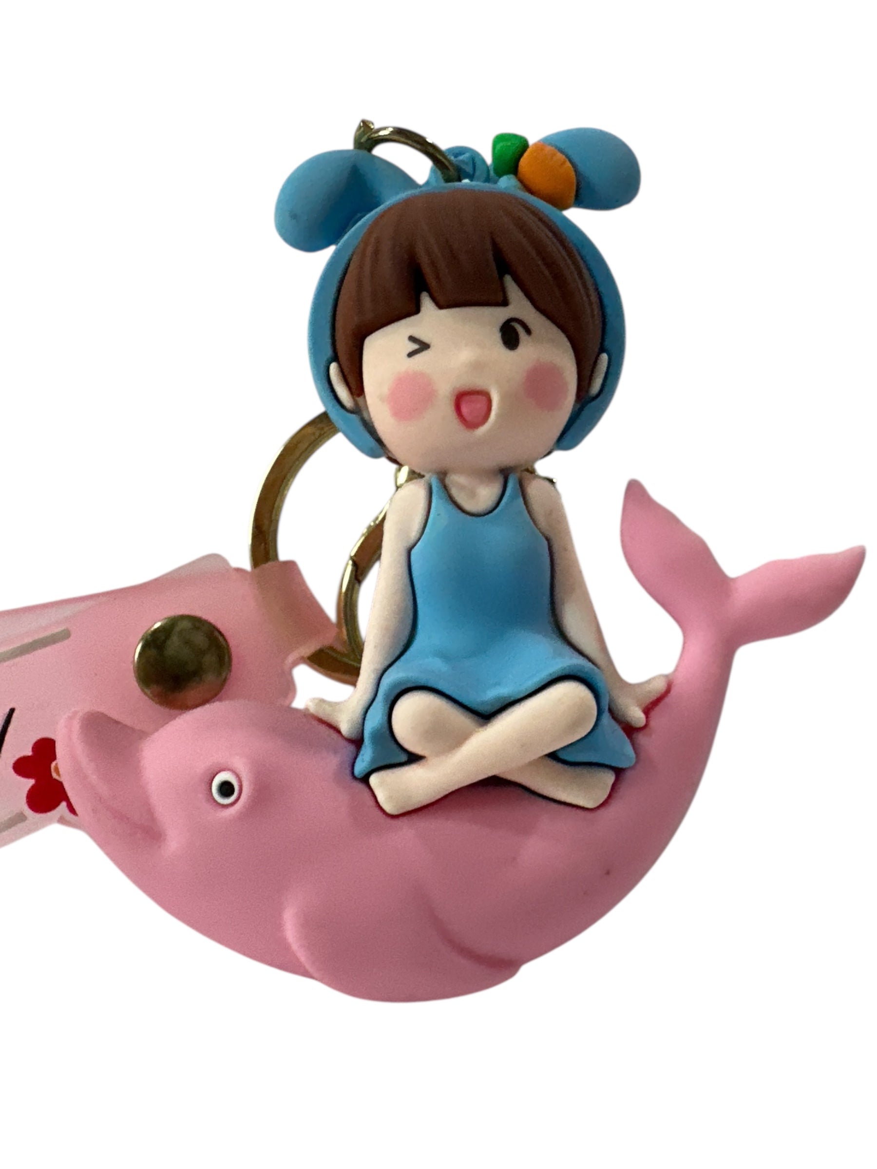 Cute Girl Dolphin 3D Silicone Keychain - Dive into Adorable Charm!