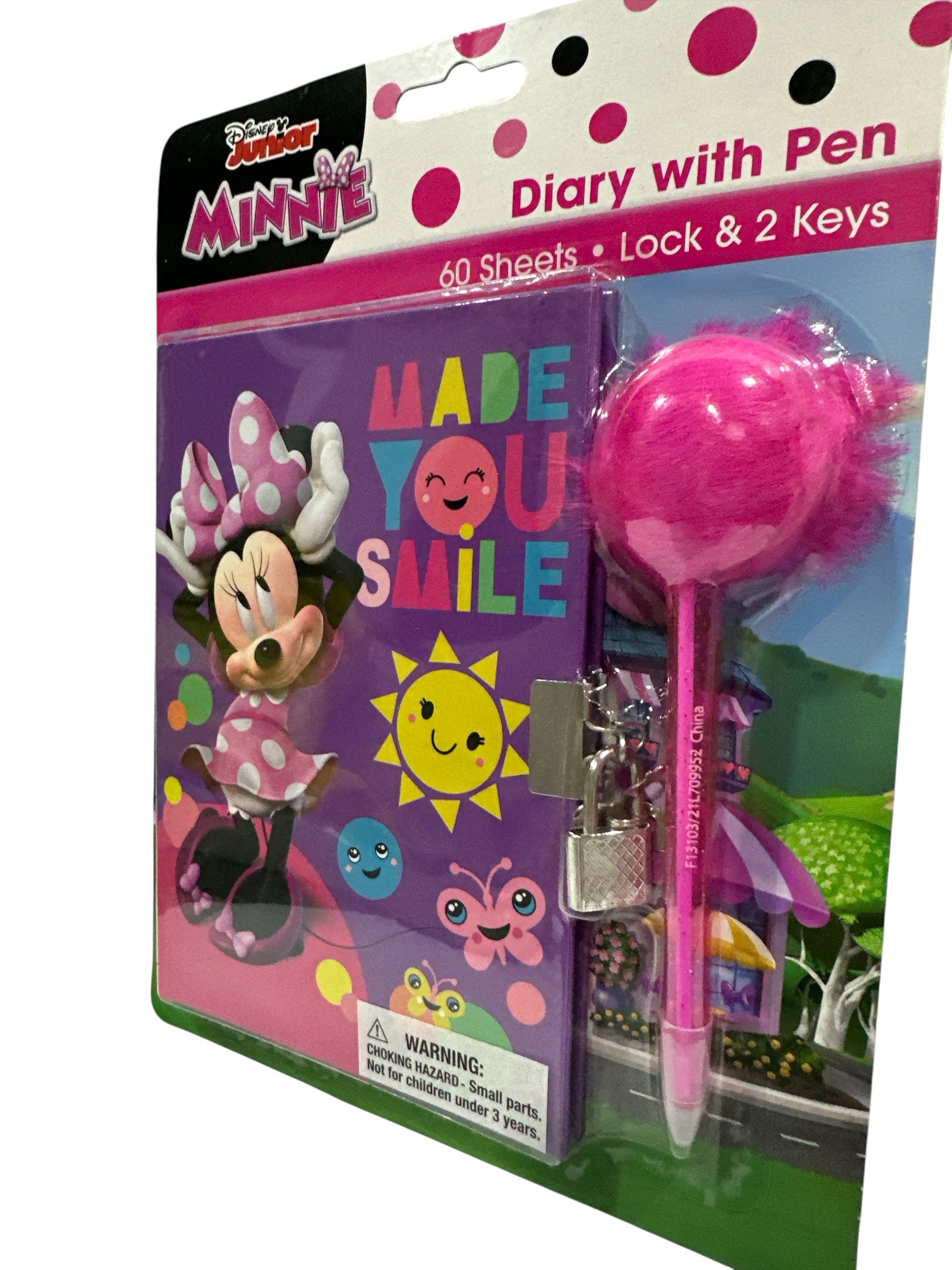 Minnie Mouse Diary Set with Lock & Keys – 60 Sheets Journal with Pen, Officially Licensed Kids Writing Notebook