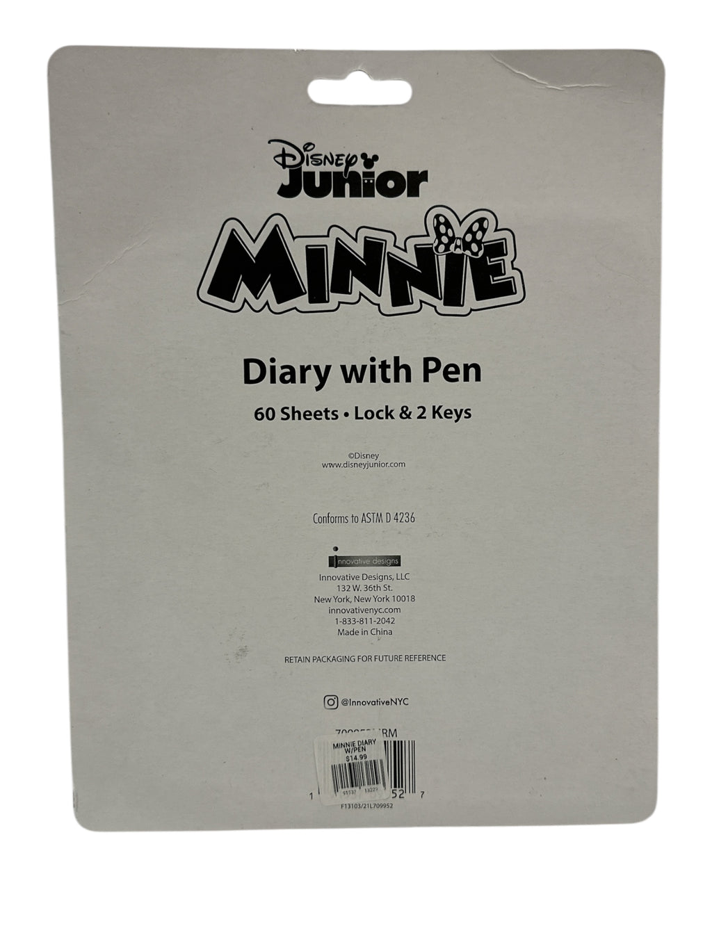 Minnie Mouse Diary Set with Lock & Keys – 60 Sheets Journal with Pen, Officially Licensed Kids Writing Notebook