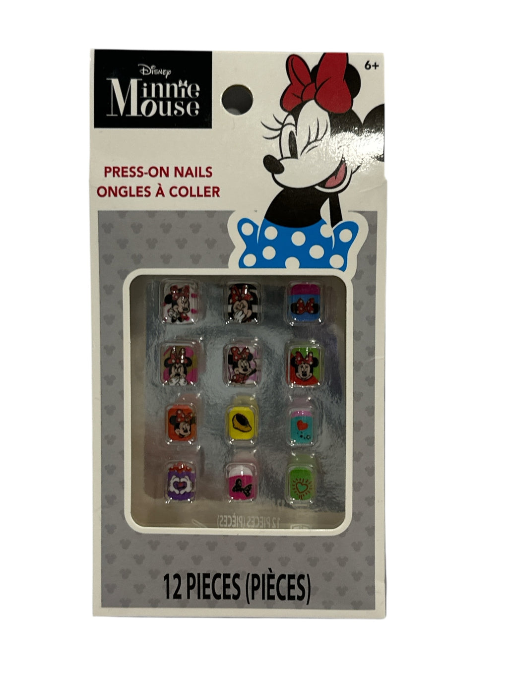 Minnie Mouse Licensed Press-On Nails – 12 Pieces Kids Nail Set