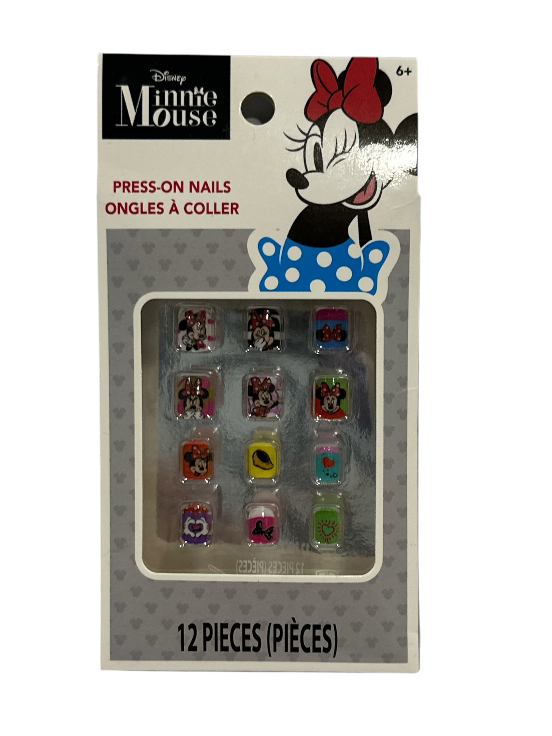 Minnie Mouse Licensed Press-On Nails – 12 Pieces Kids Nail Set