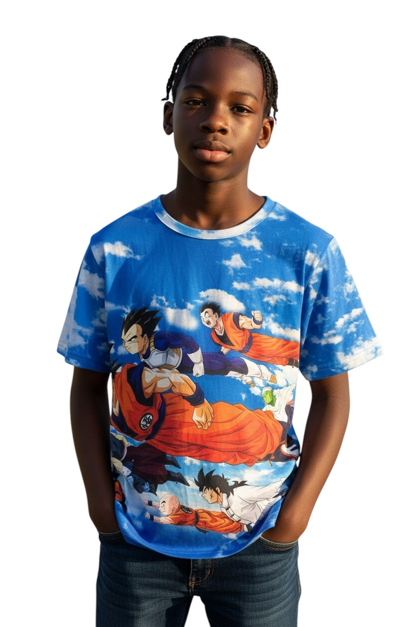 Anime-Inspired Saiyan Warrior Style T-Shirt for Boys, Teens & Adults – Graphic Tee