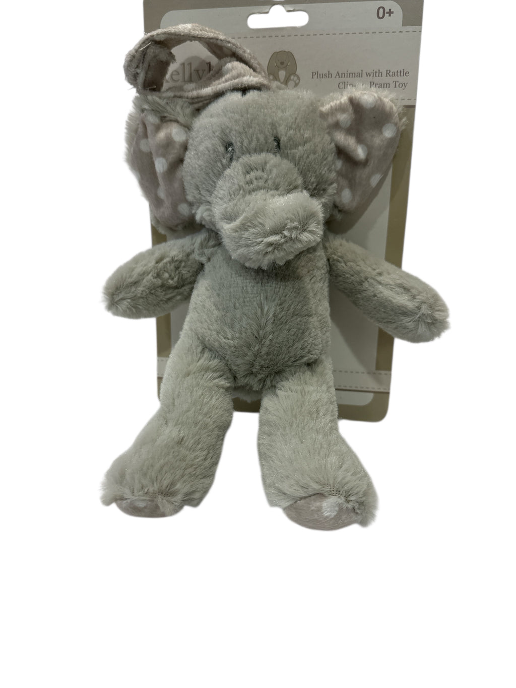 BABY ELEPHANT PLUSH WITH RATTLE CLIP-ON PRAM TOY, 0 AGE AND UP, BABY FRIENDLY