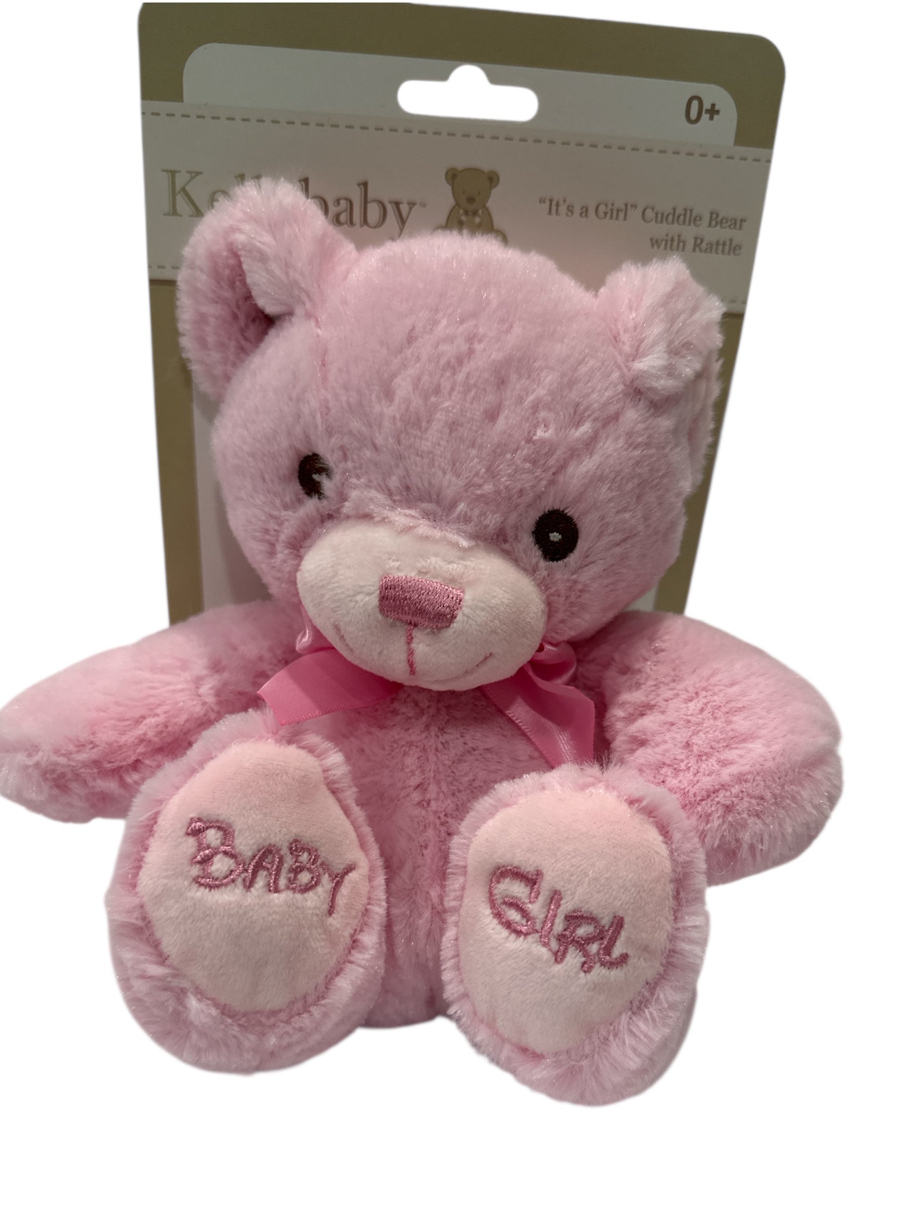 🌸🧸 9" Baby Girl Plush Cuddle Bear with Rattle - Safe Plush Toy (0+ Age) 🎀✨