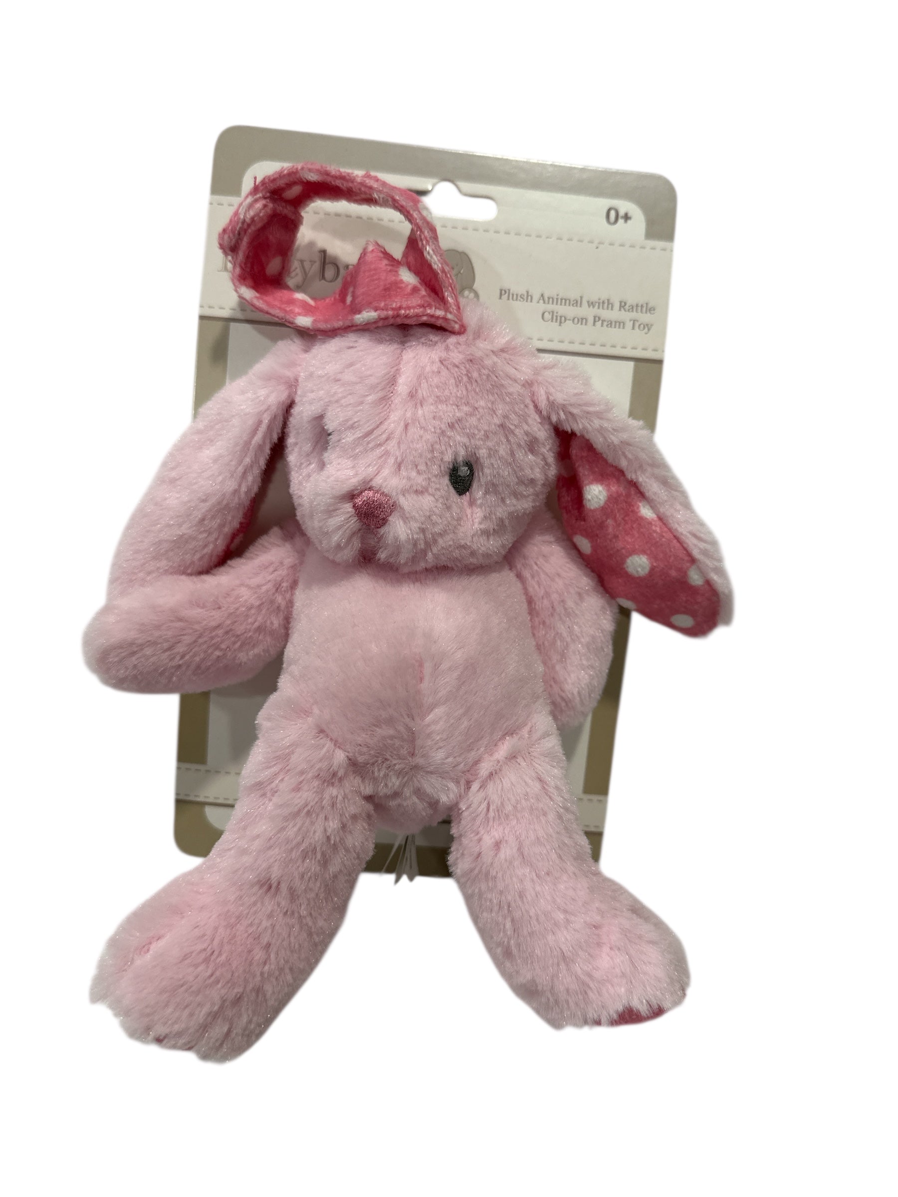 BABY RABBIT PLUSH TOY FOR 0+ AGER AND UP 8" WITH RATTLE CLIP-ON TOY