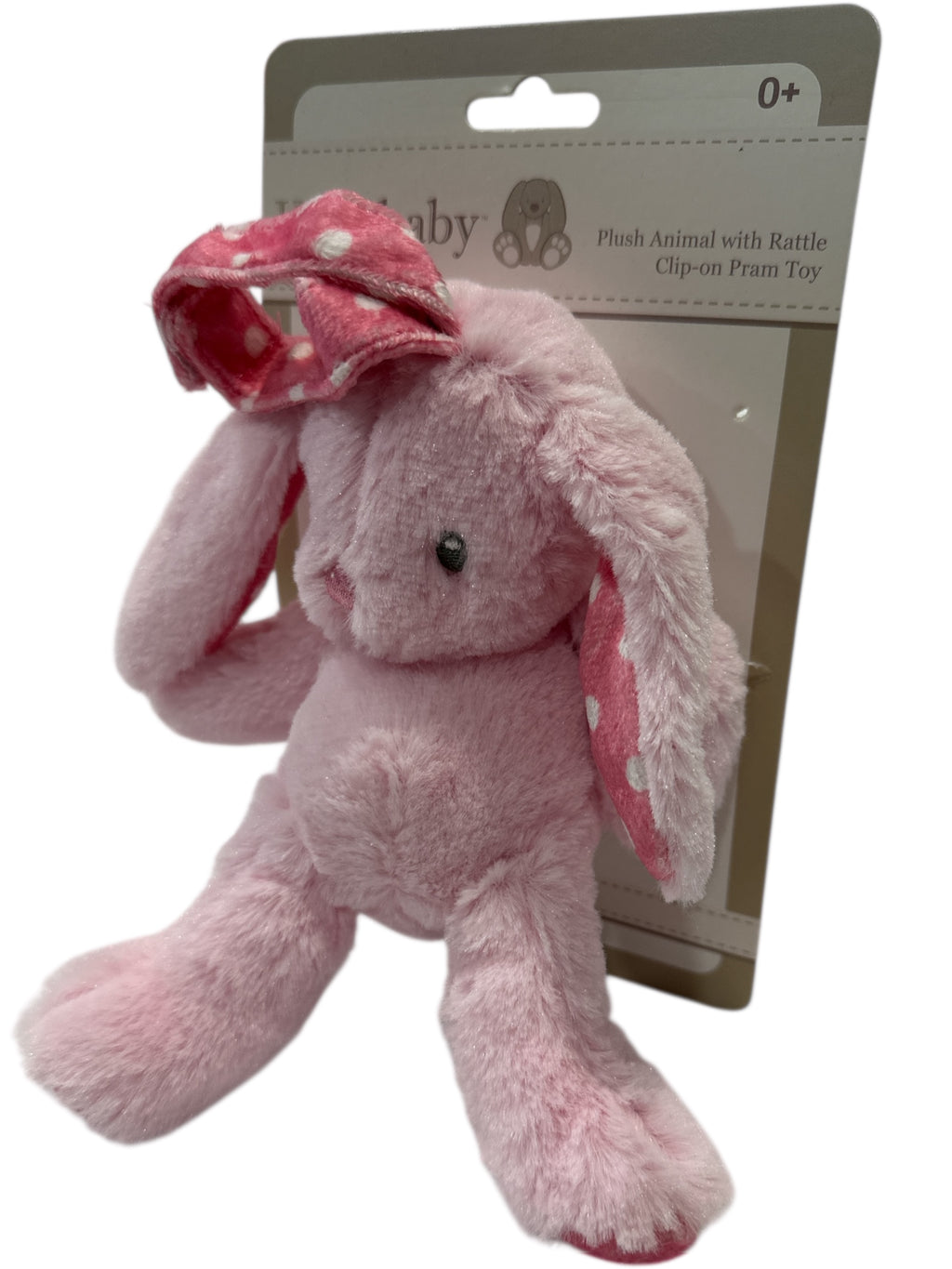 BABY RABBIT PLUSH TOY FOR 0+ AGER AND UP 8" WITH RATTLE CLIP-ON TOY