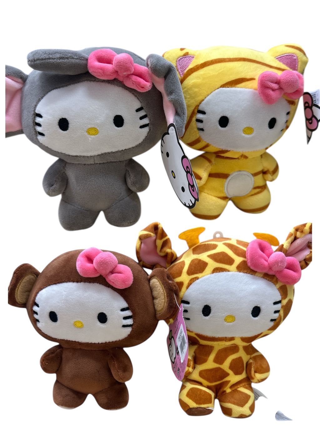 Hello Kitty Animal Plush Collection - 6" Giraffe, Monkey, Elephant &amp; Tiger