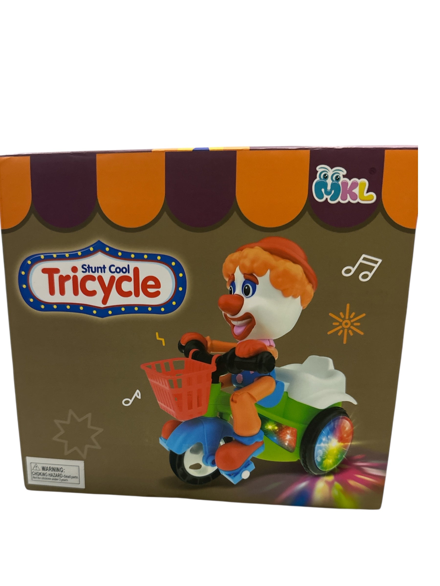 Stunt Cool Tricycle Toy for Kids – Musical Light-Up Ride-On Clown Trike with LED Wheels