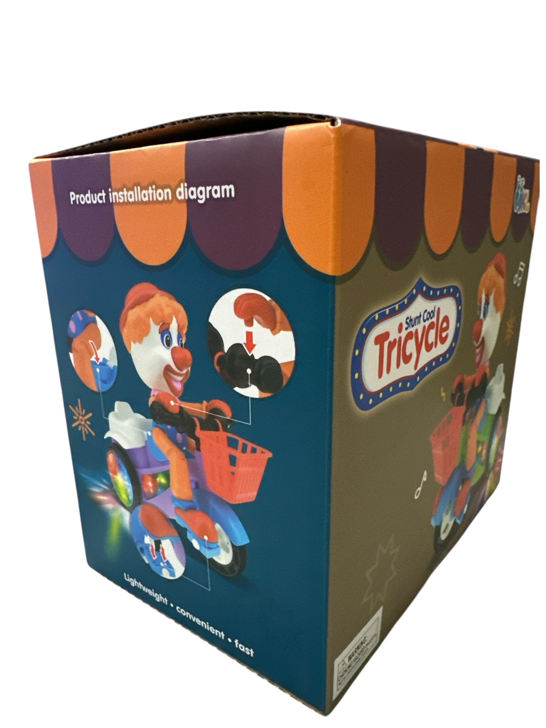 Stunt Cool Tricycle Toy for Kids – Musical Light-Up Ride-On Clown Trike with LED Wheels