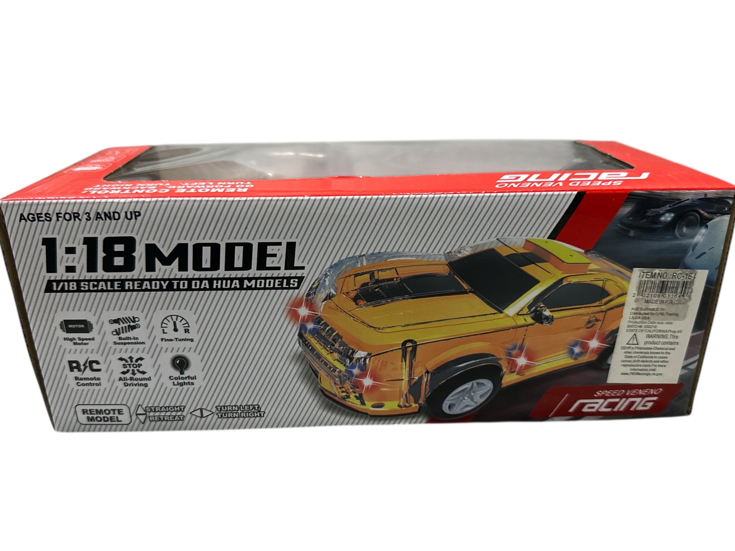 1:18 Scale RC Fast Speed Car – Remote Control Toy Car with Full Body LED Lights