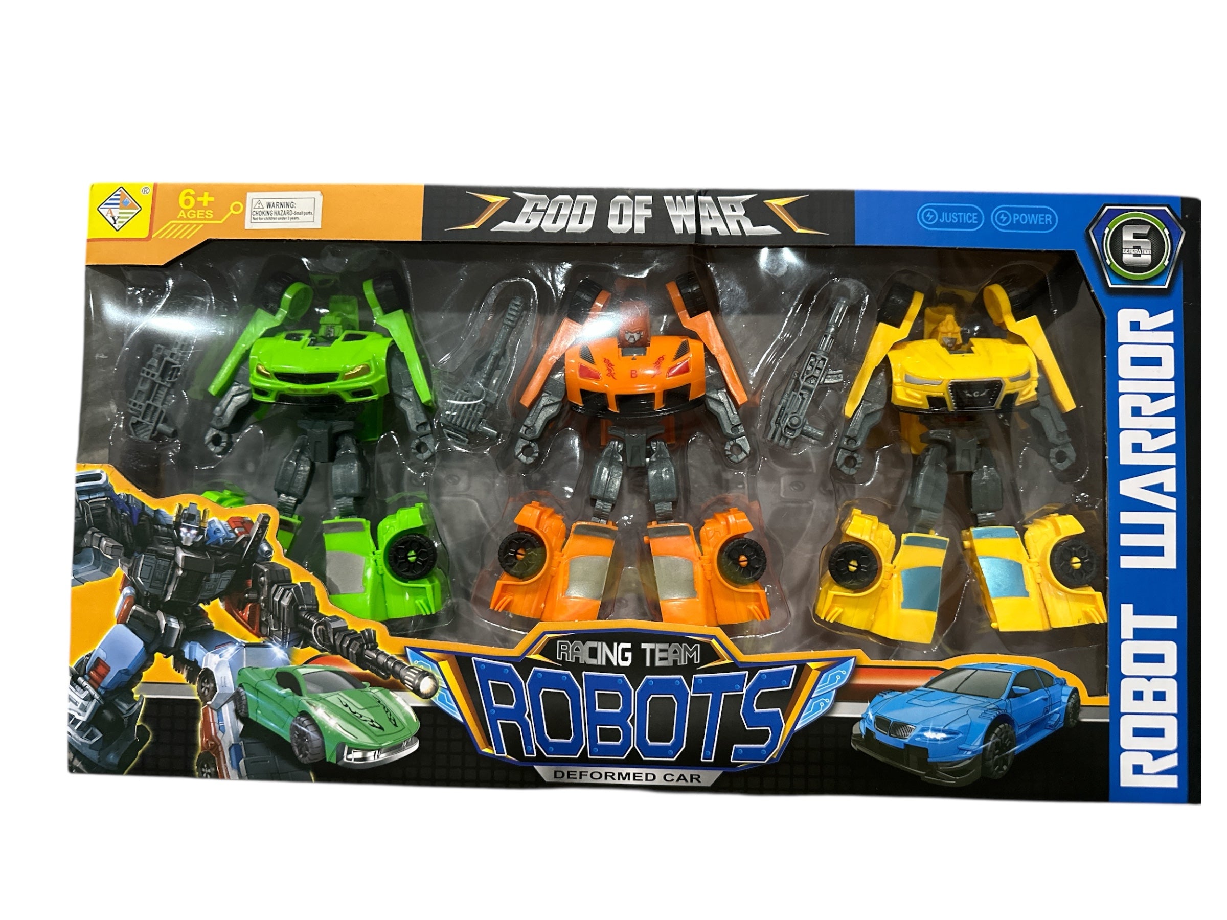 Transformer Style Robot Toy Set – 3 in 1 Car to Robot Transforming Figures, 3 Colors
