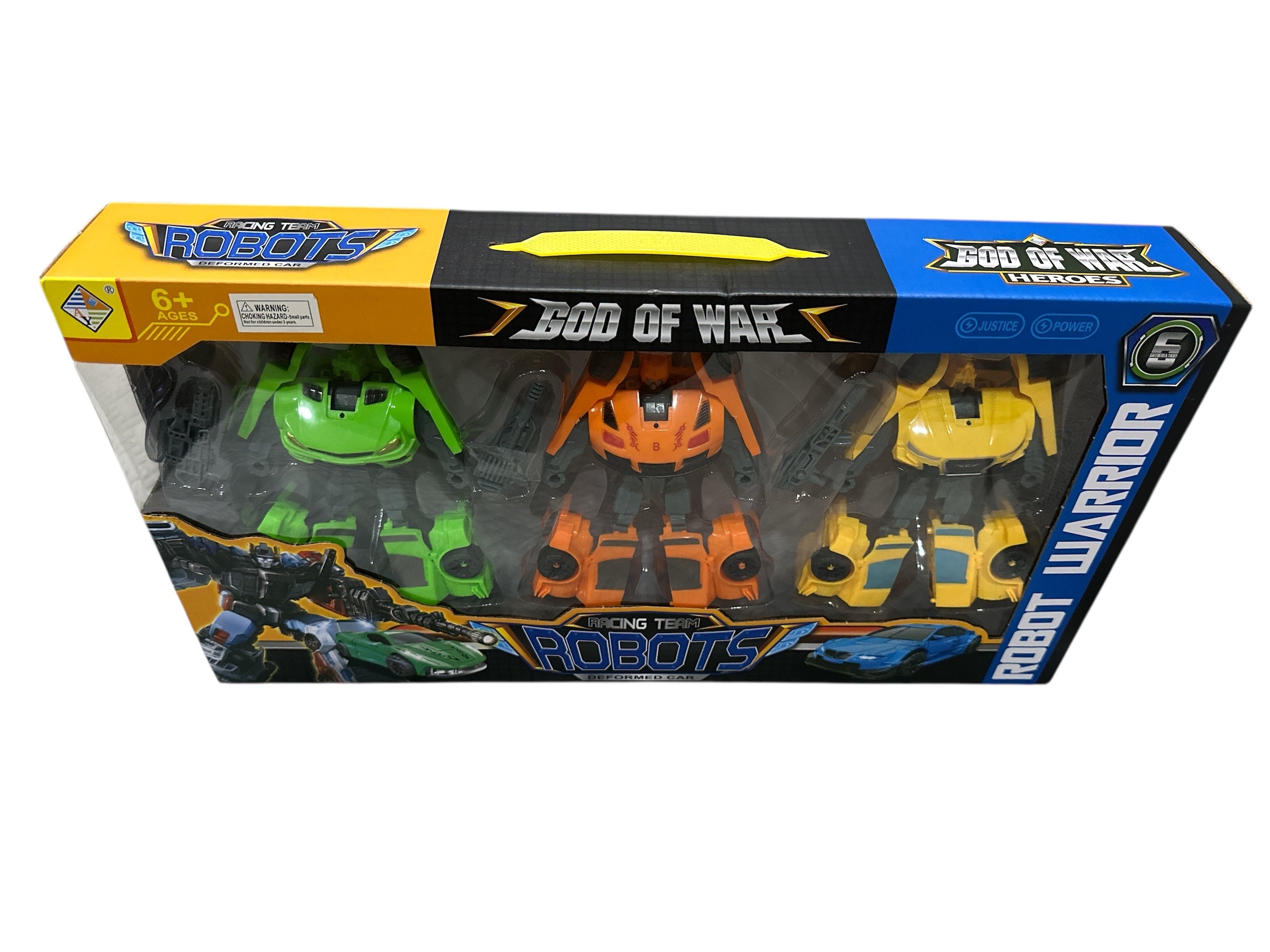 Transformer Style Robot Toy Set – 3 in 1 Car to Robot Transforming Figures, 3 Colors