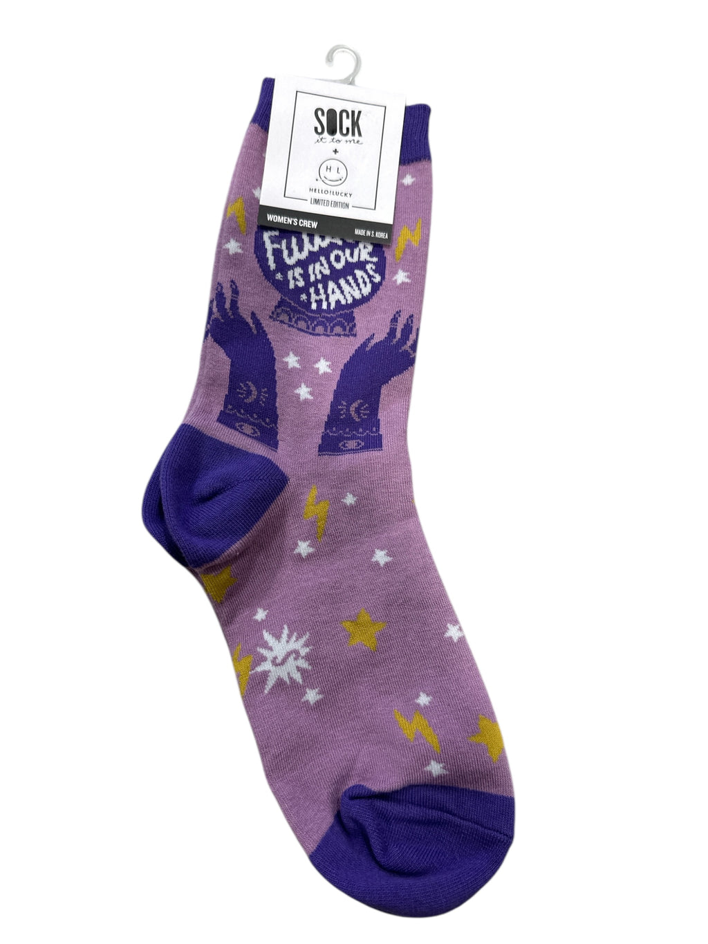 Women’s Crew Socks, Inspirational Quote Socks “Future Is In Our Hands”, Soft & Comfortable Casual Crew Socks for Women